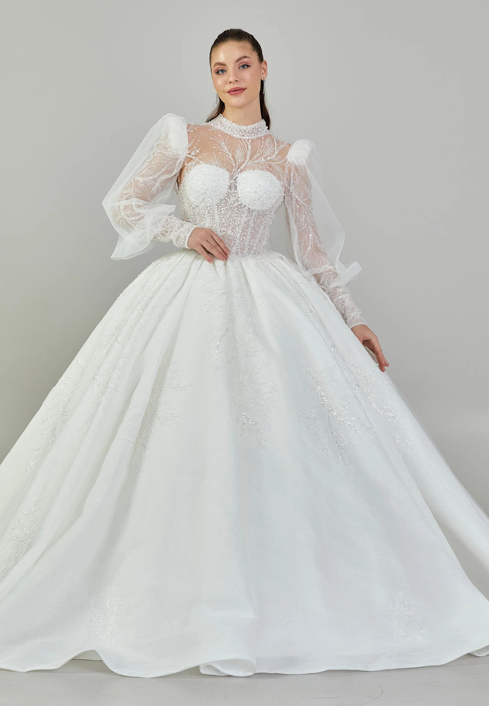 Long Sleeve Maxi Sequin Regular Wedding Dress abb24006