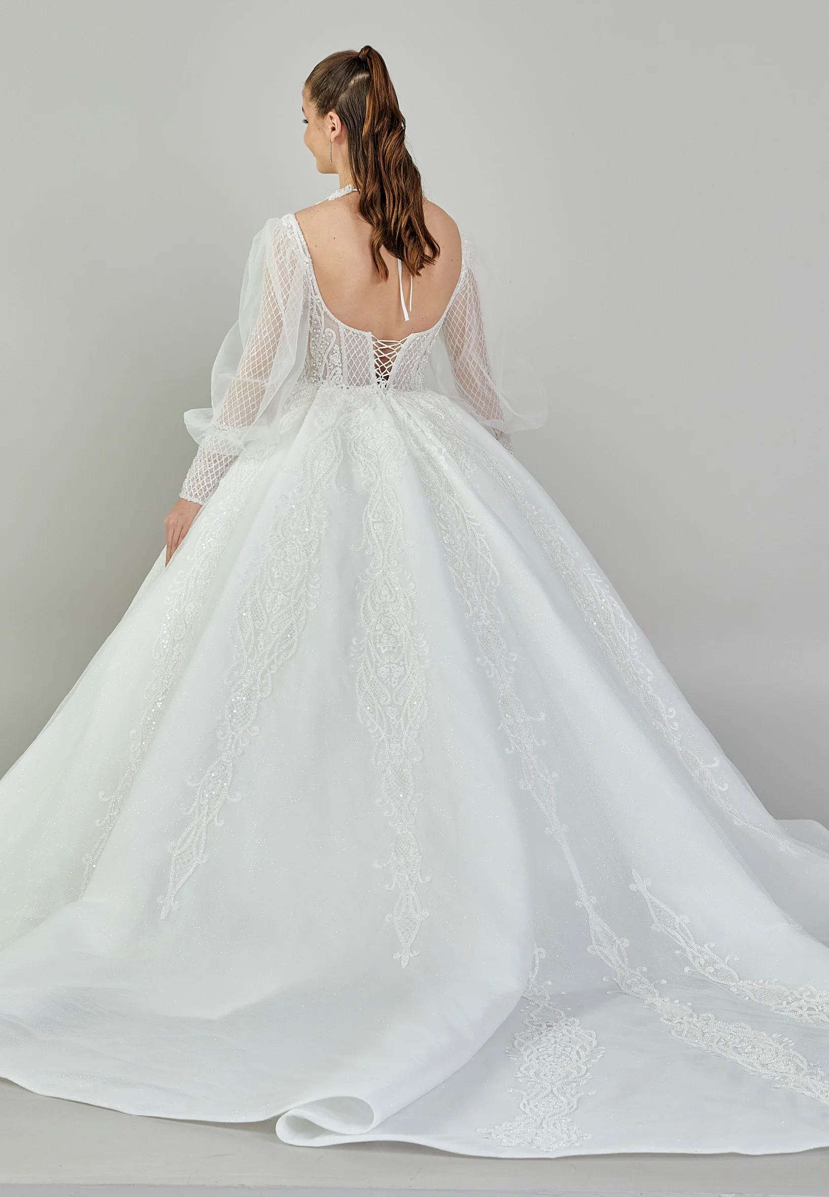 Long Sleeve Maxi Sequin Regular Wedding Dress abb24007 - Image 5