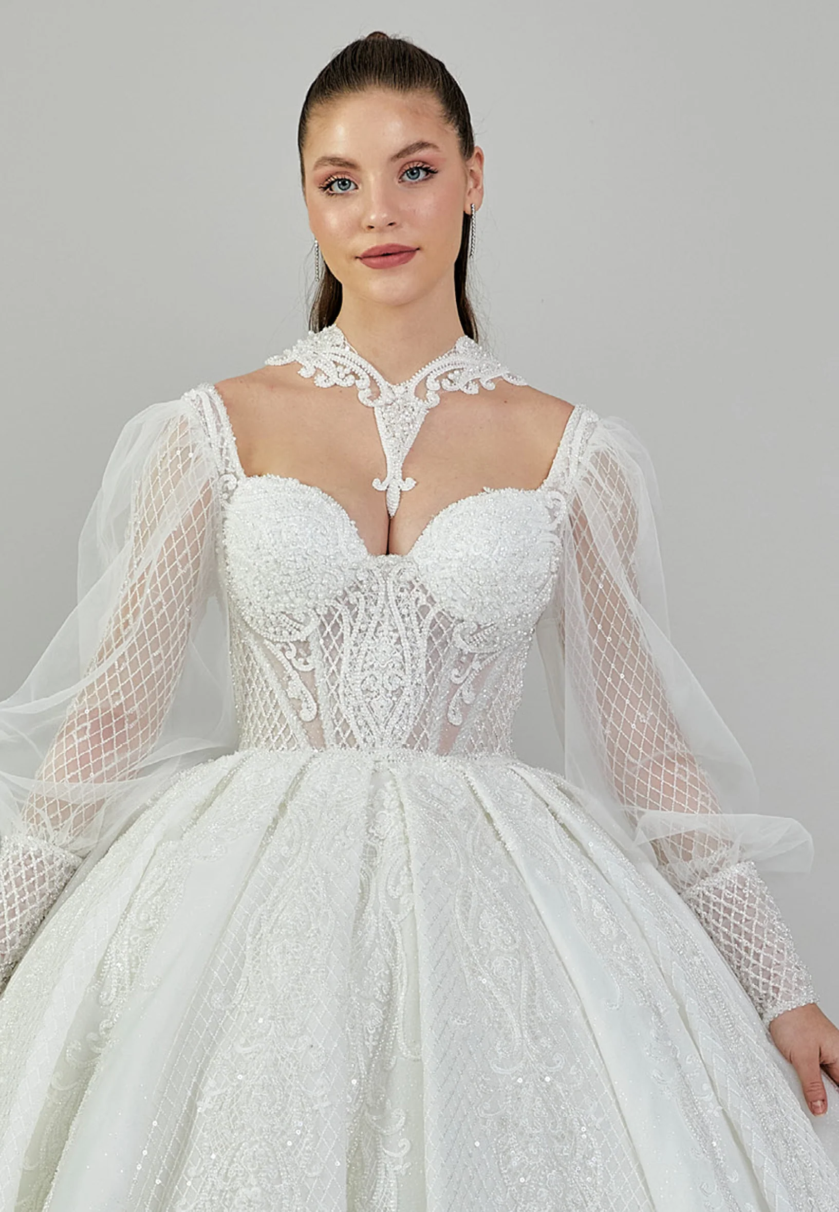 Long Sleeve Maxi Sequin Regular Wedding Dress abb24007 - Image 7