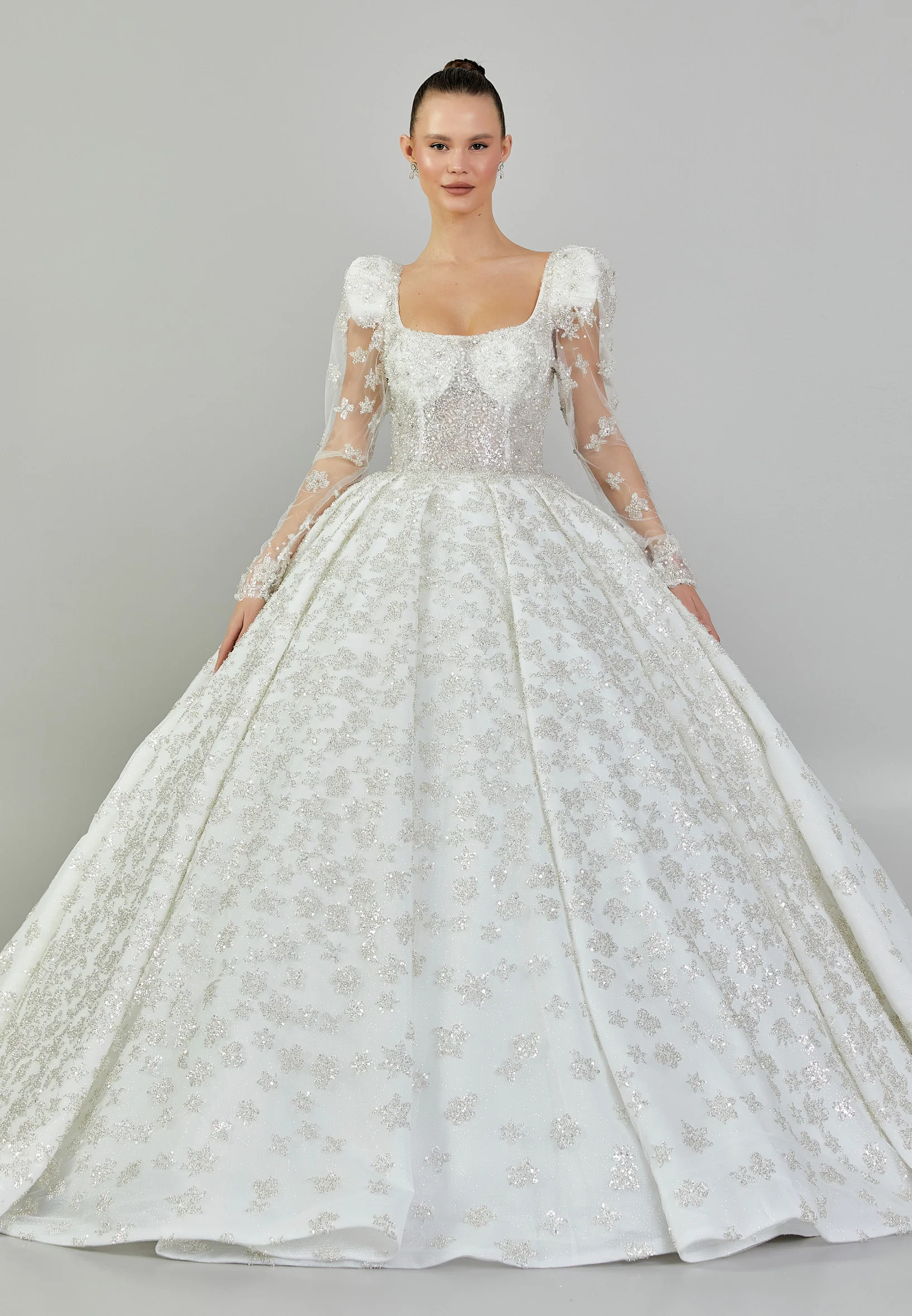 Long Sleeve Maxi Sequin Regular Wedding Dress abb24009