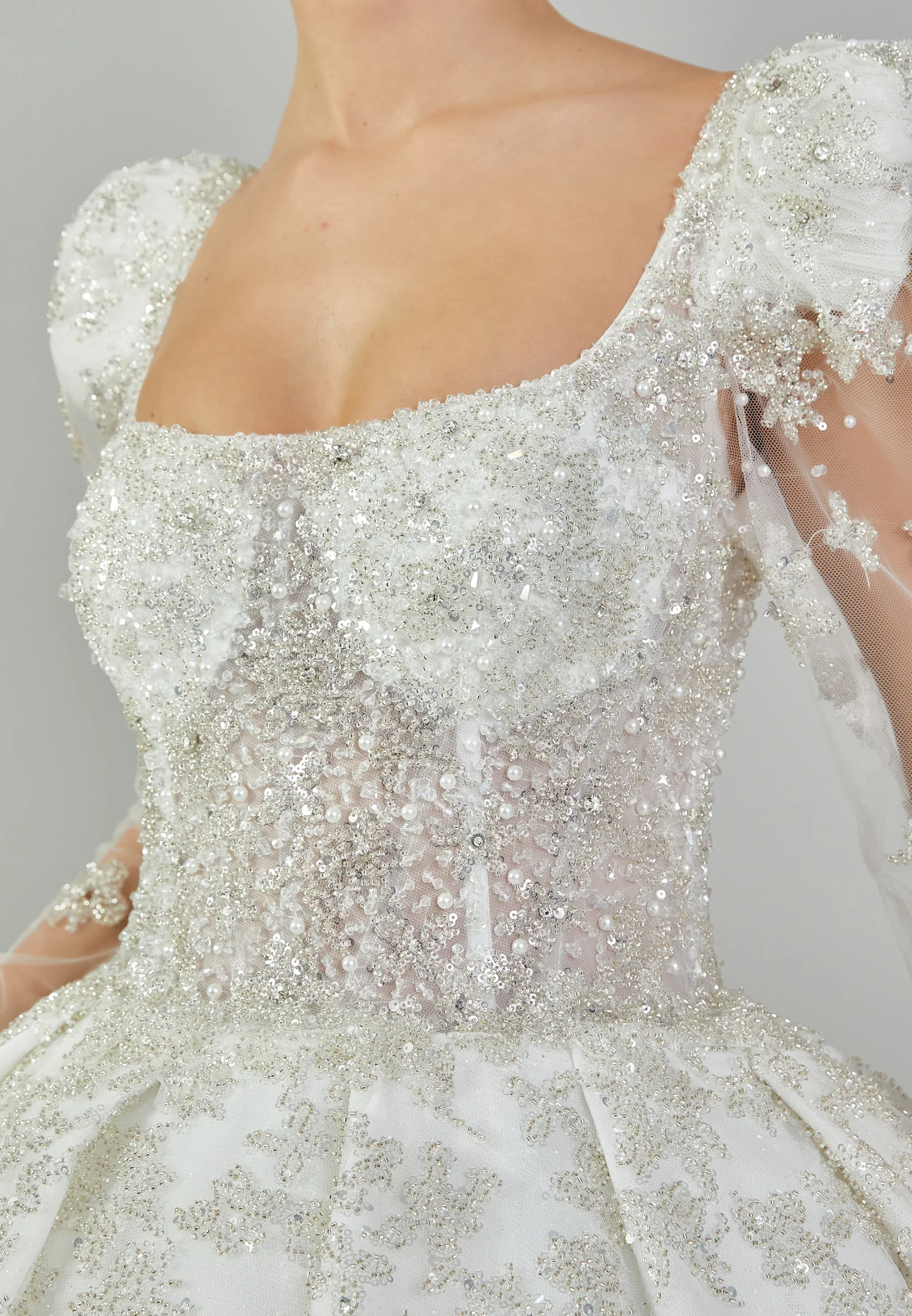 Long Sleeve Maxi Sequin Regular Wedding Dress abb24009 - Image 8