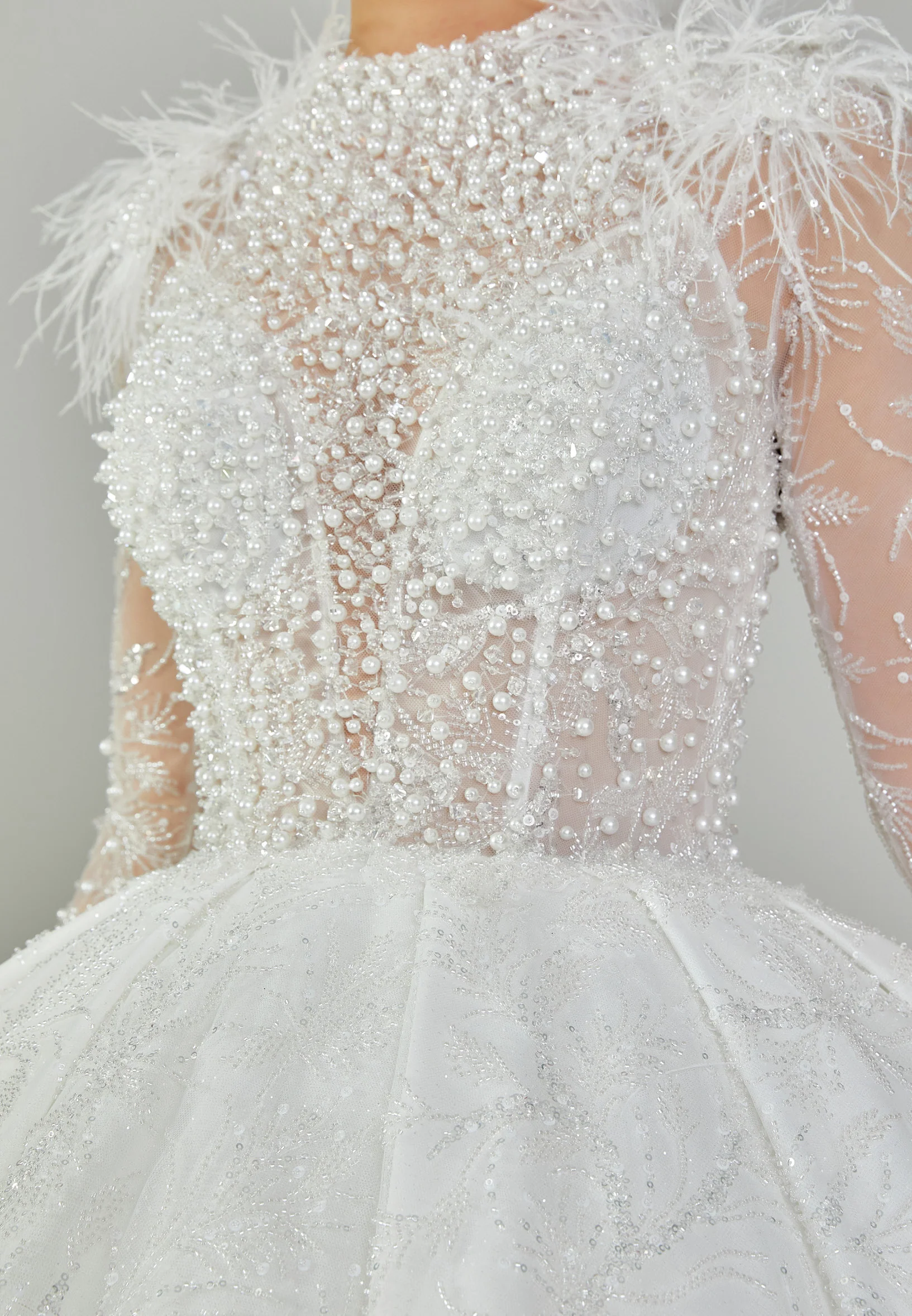 Long Sleeve Maxi Sequin Regular Wedding Dress abb24014 - Image 4