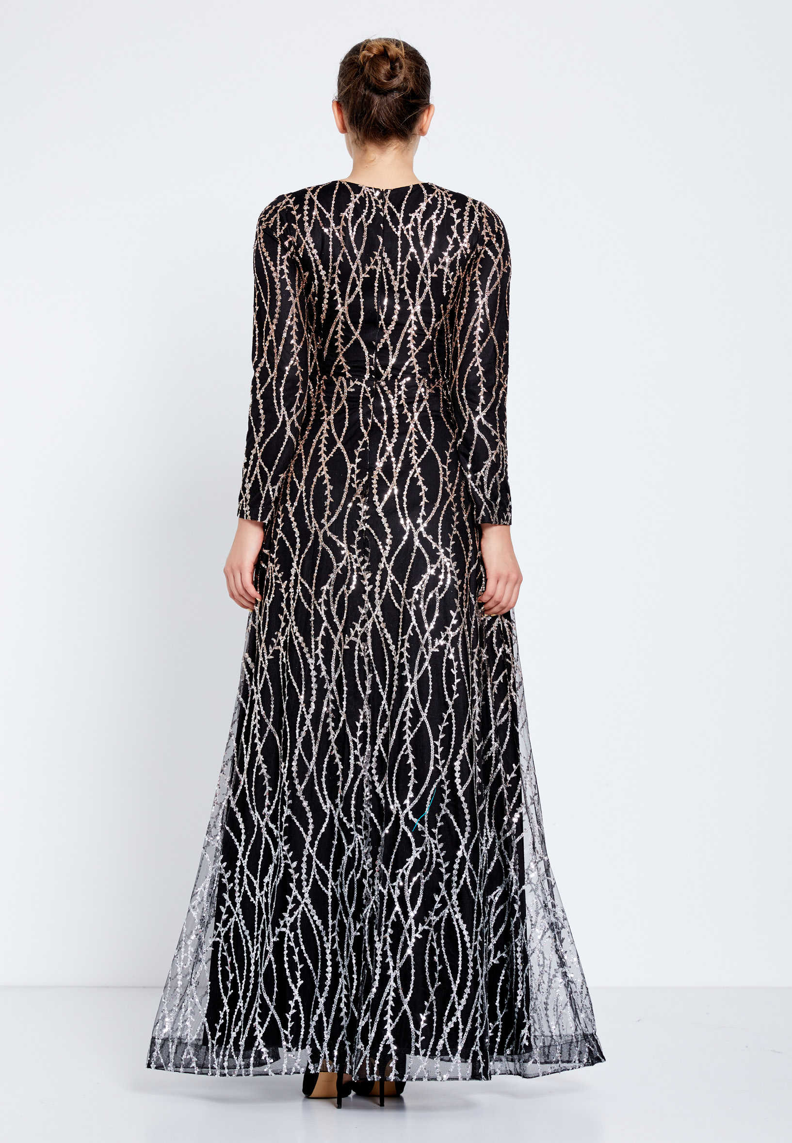 Long Sleeve Maxi Tulle A - Line Regular Evening Dress efl20205 - Image 10