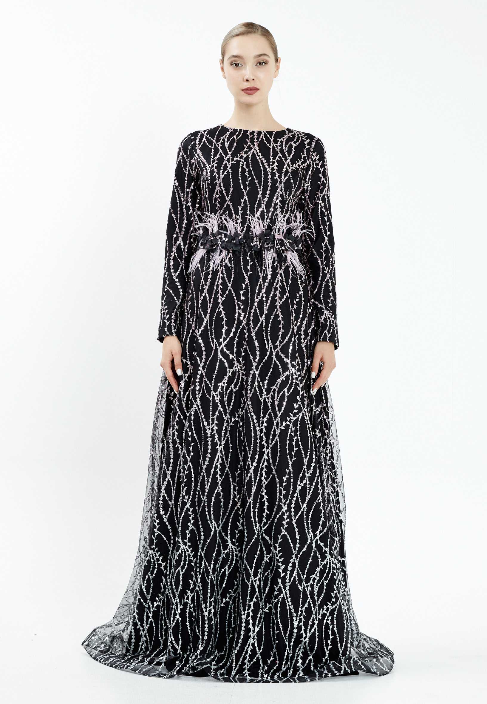 Long Sleeve Maxi Tulle A - Line Regular Evening Dress efl20205 - Image 13