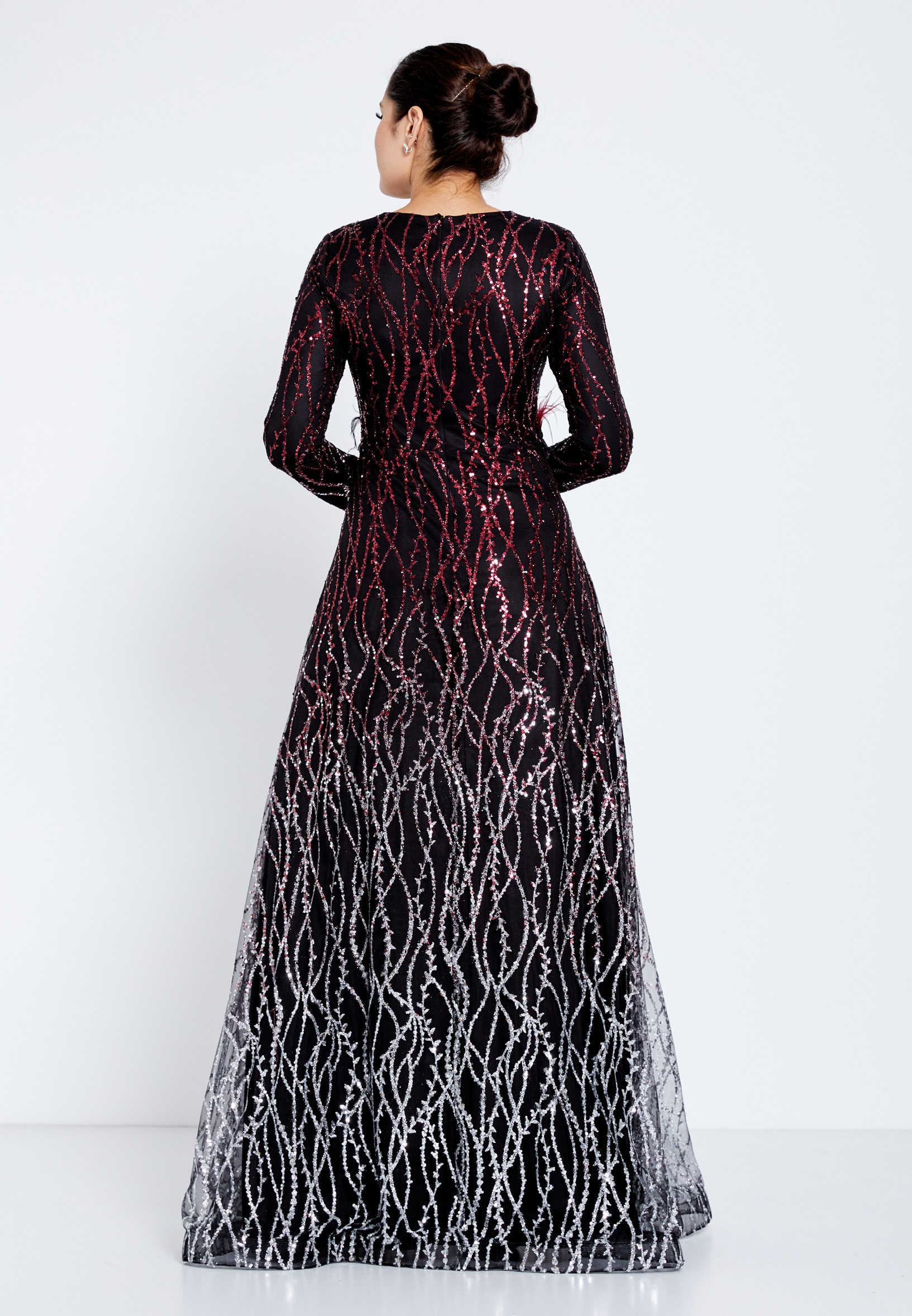 Long Sleeve Maxi Tulle A - Line Regular Evening Dress efl20205 - Image 2