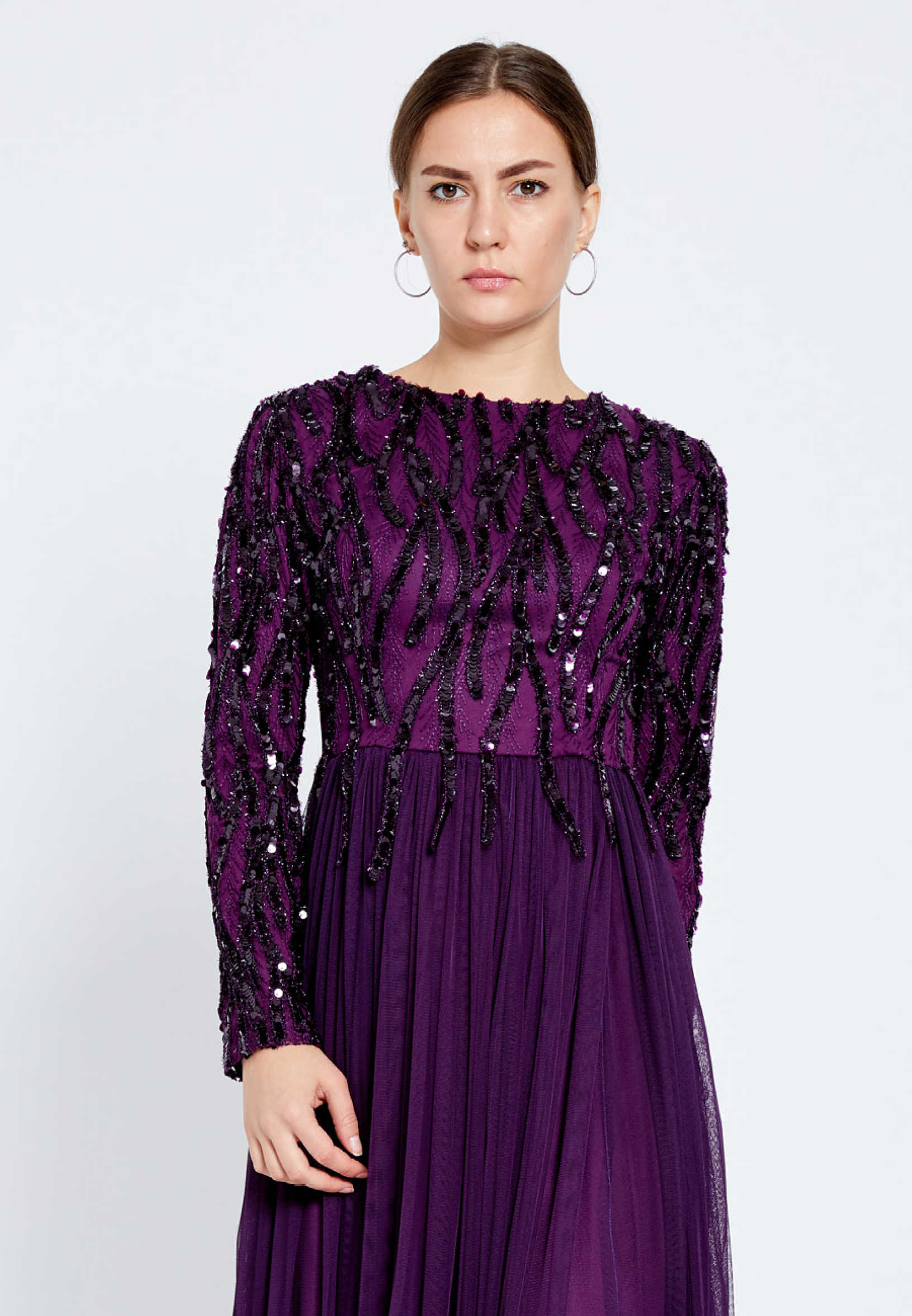Long Sleeve Maxi Tulle A - Line Regular Evening Dress efl20210 - Image 12