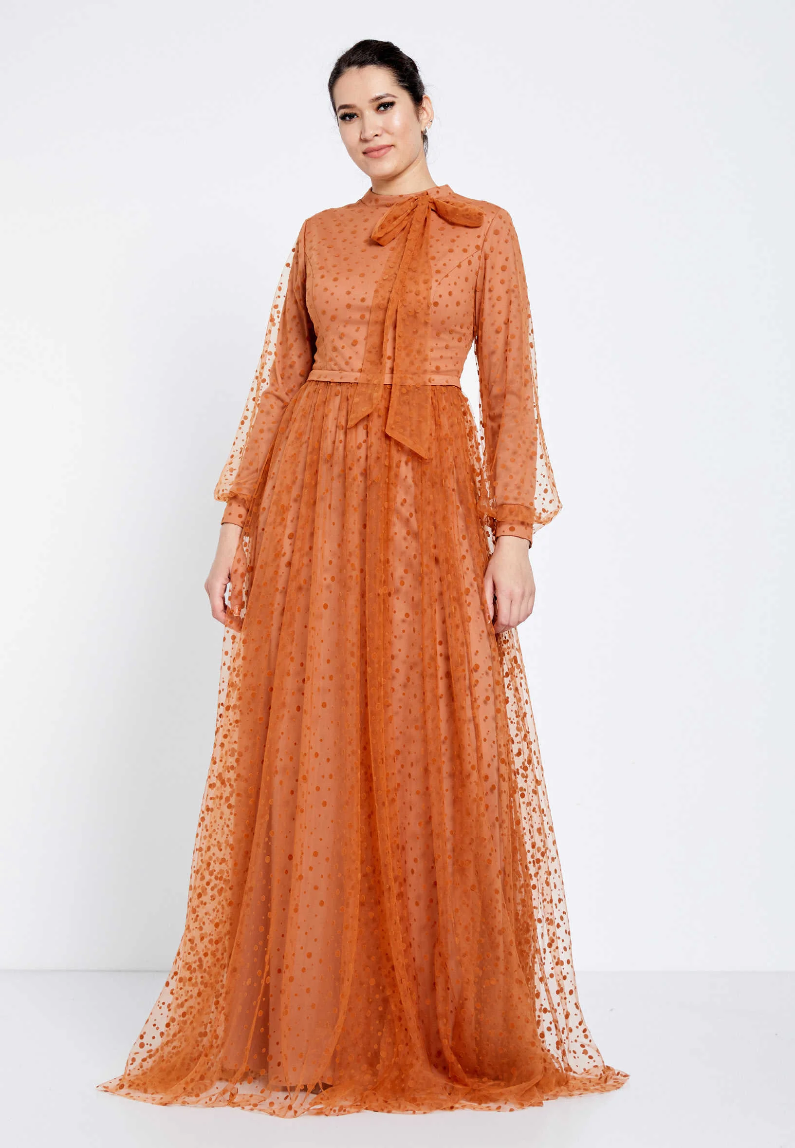 Long Sleeve Maxi Tulle A - Line Regular Evening Dress efl20243 - Image 5