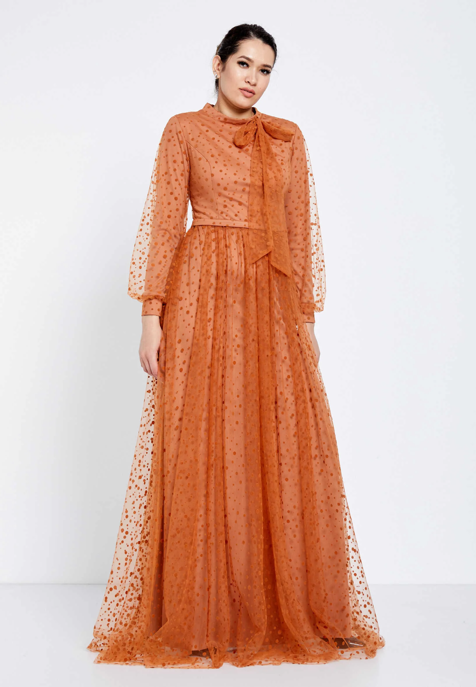 Long Sleeve Maxi Tulle A - Line Regular Evening Dress efl20243 - Image 7