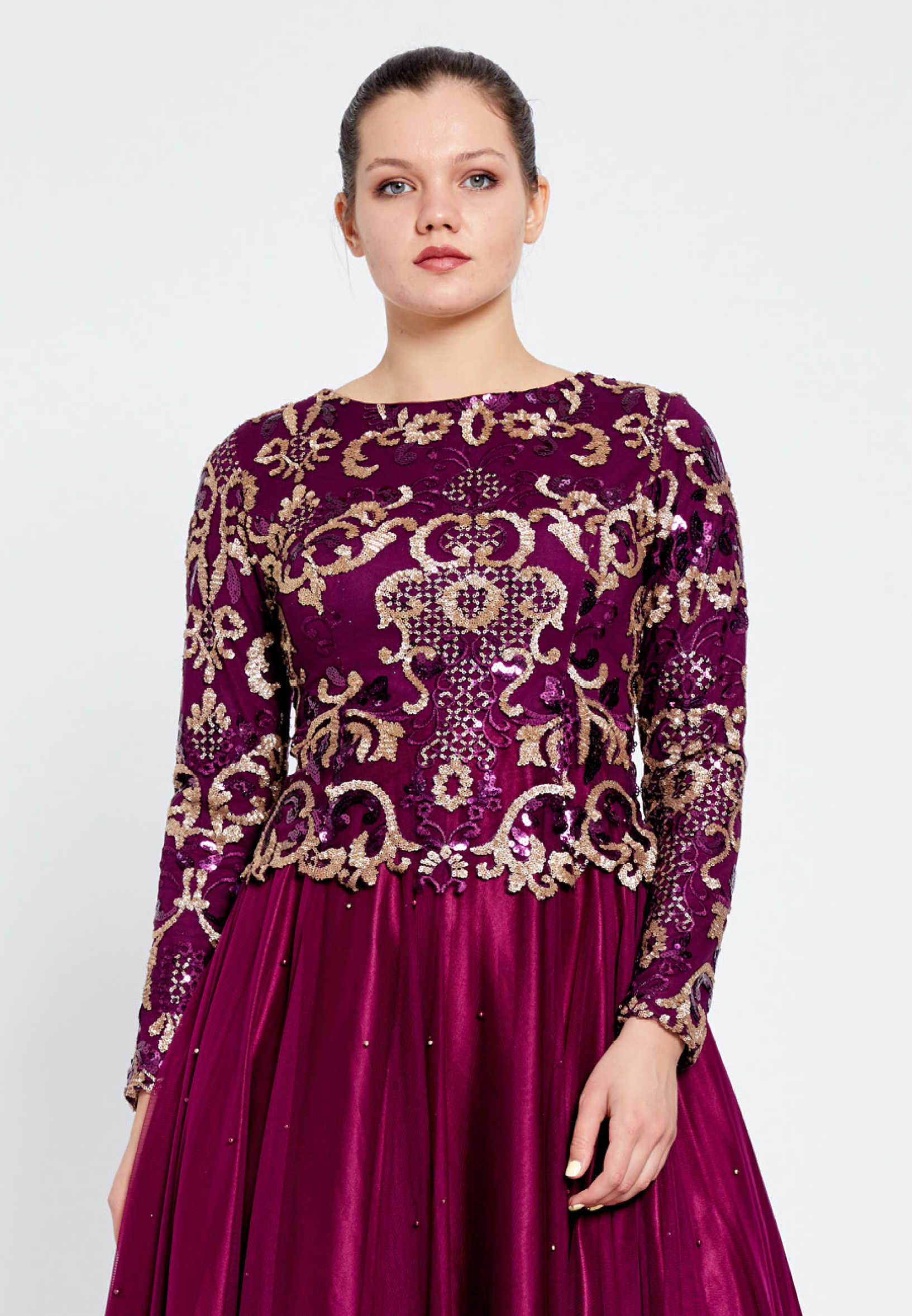 Long Sleeve Maxi Tulle A - Line Regular Evening Dress efl8225 - Image 12