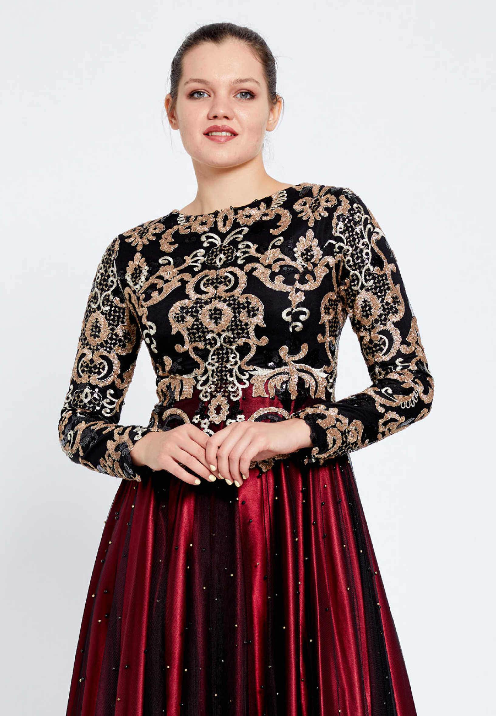 Long Sleeve Maxi Tulle A - Line Regular Evening Dress efl8225 - Image 4