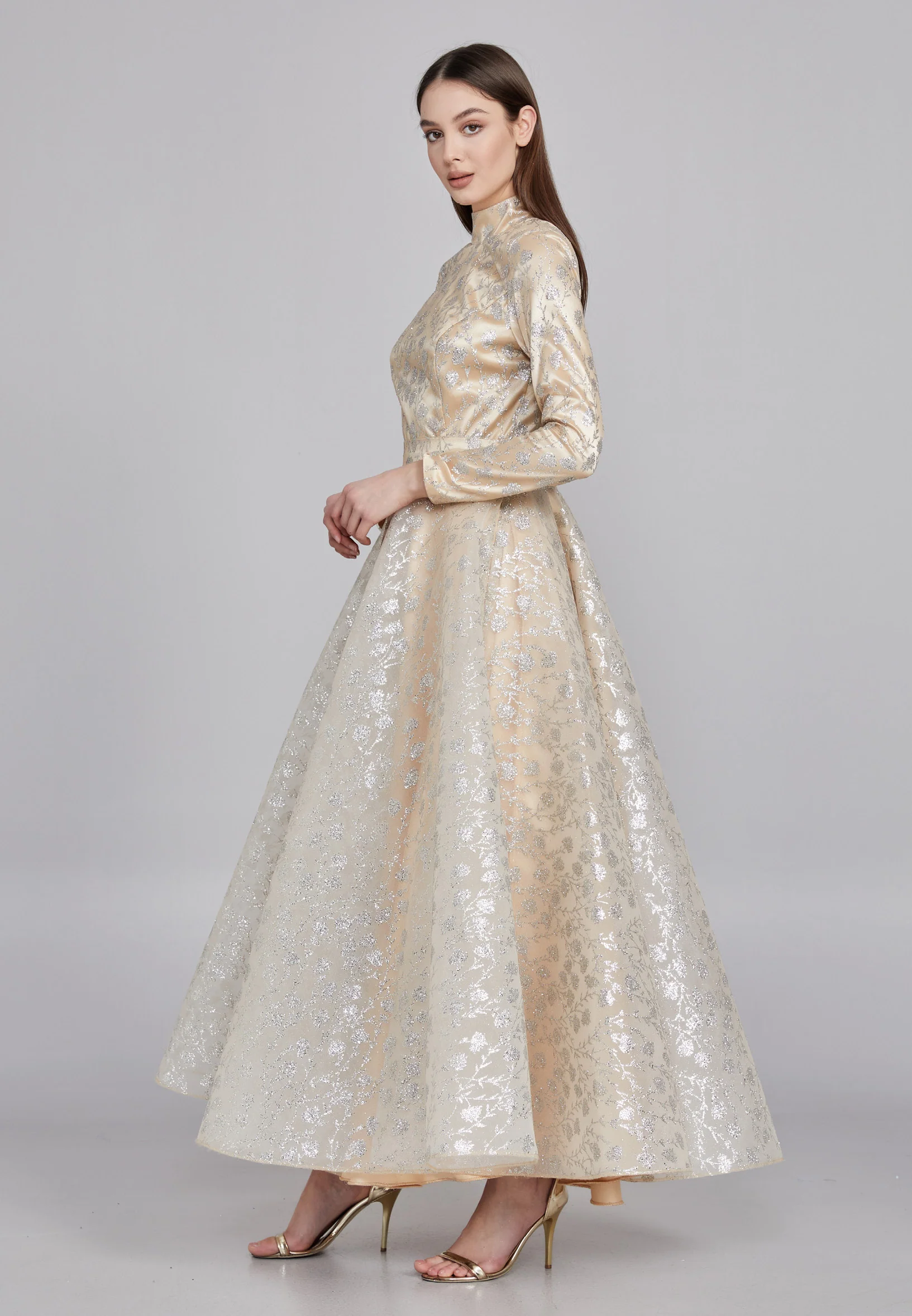 Long Sleeve Maxi Tulle A - Line Regular Prom Dress gzk7017 - Image 3