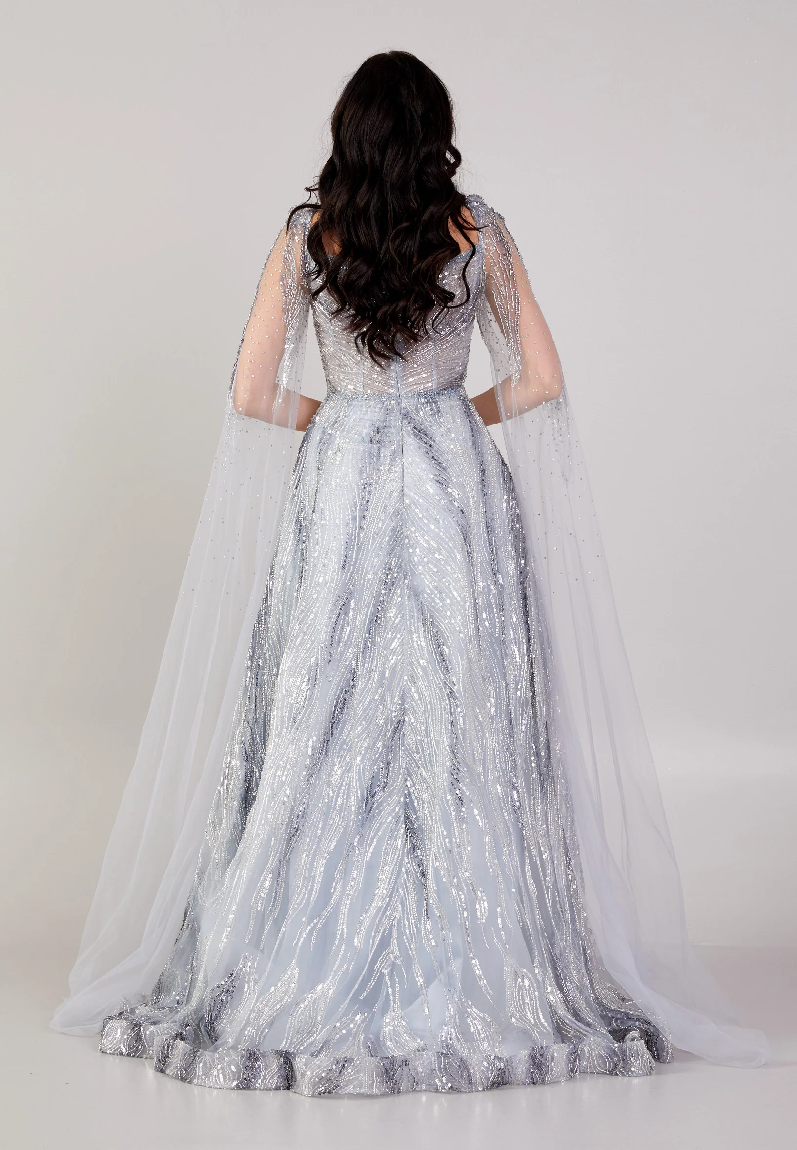 Long Sleeve Maxi Tulle A - Line Regular Prom Dress mtihs23032 - Image 3