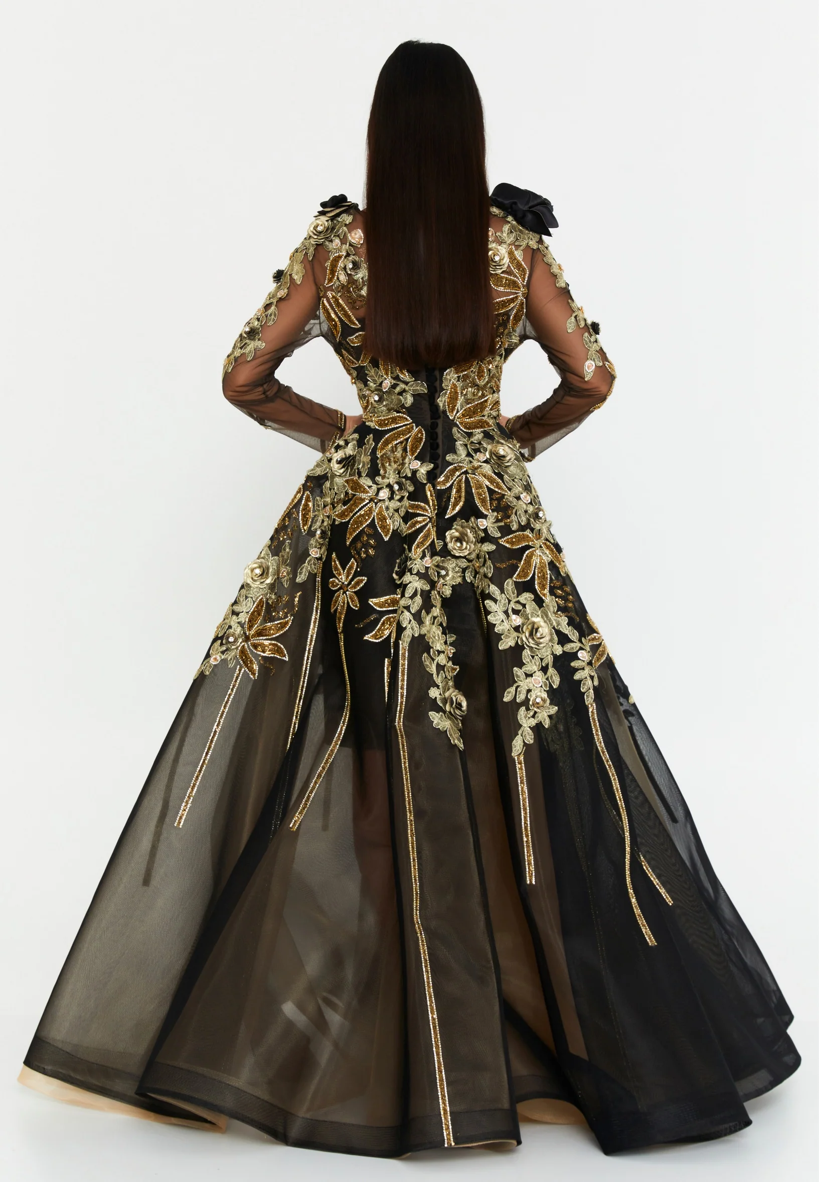 Long Sleeve Maxi Tulle A - Line Regular Prom Dress mtn88179 - Image 2