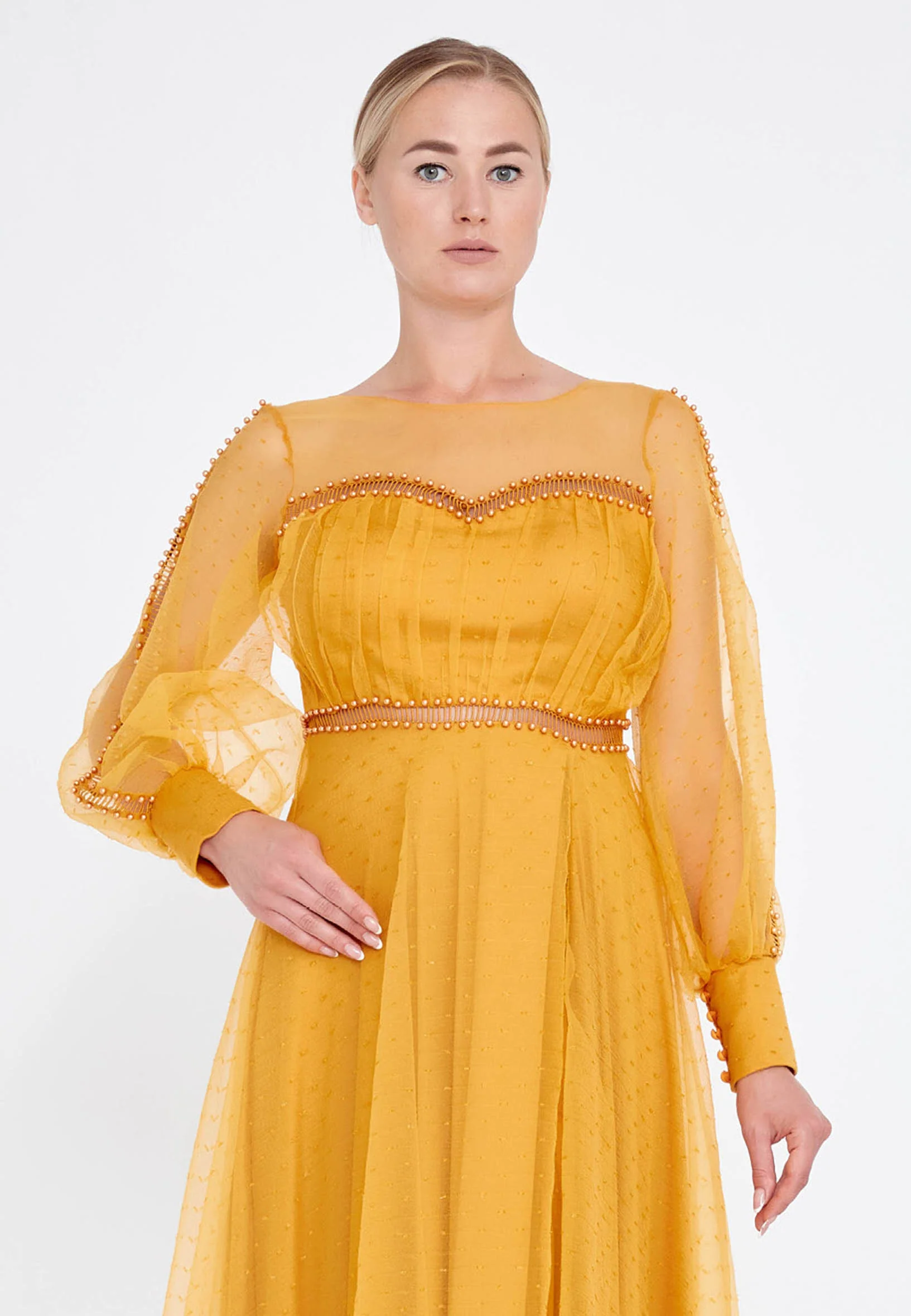 Long Sleeve Maxi Tulle A - Line Regular Prom Dress srn9010 - Image 20