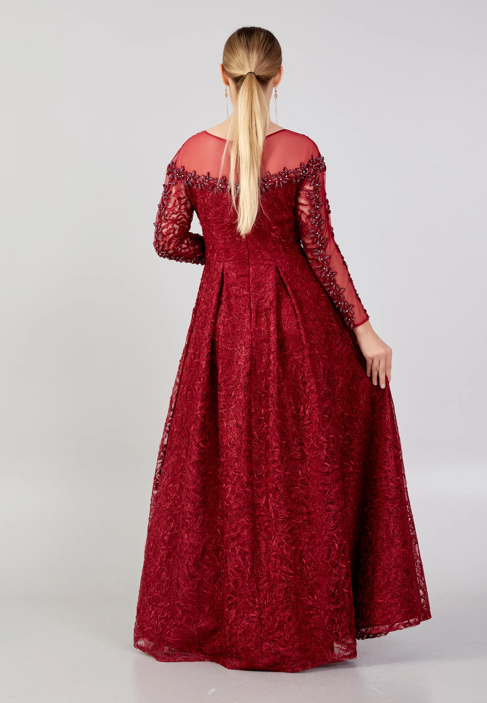 Long Sleeve Maxi Tulle Column Plus Size Prom Dress bql2421 - Image 10