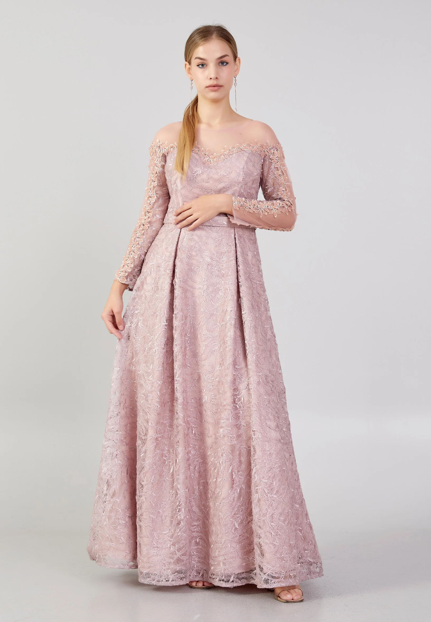 Long Sleeve Maxi Tulle Column Plus Size Prom Dress bql2421 - Image 17