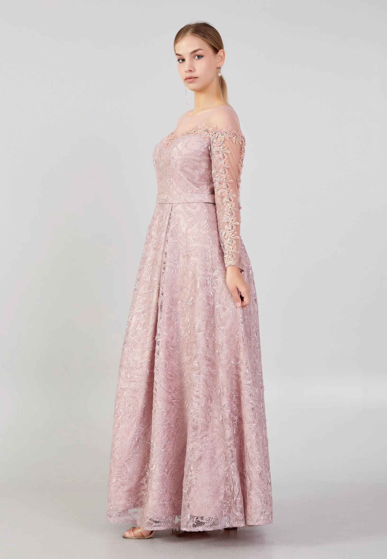 Long Sleeve Maxi Tulle Column Plus Size Prom Dress bql2421 - Image 19