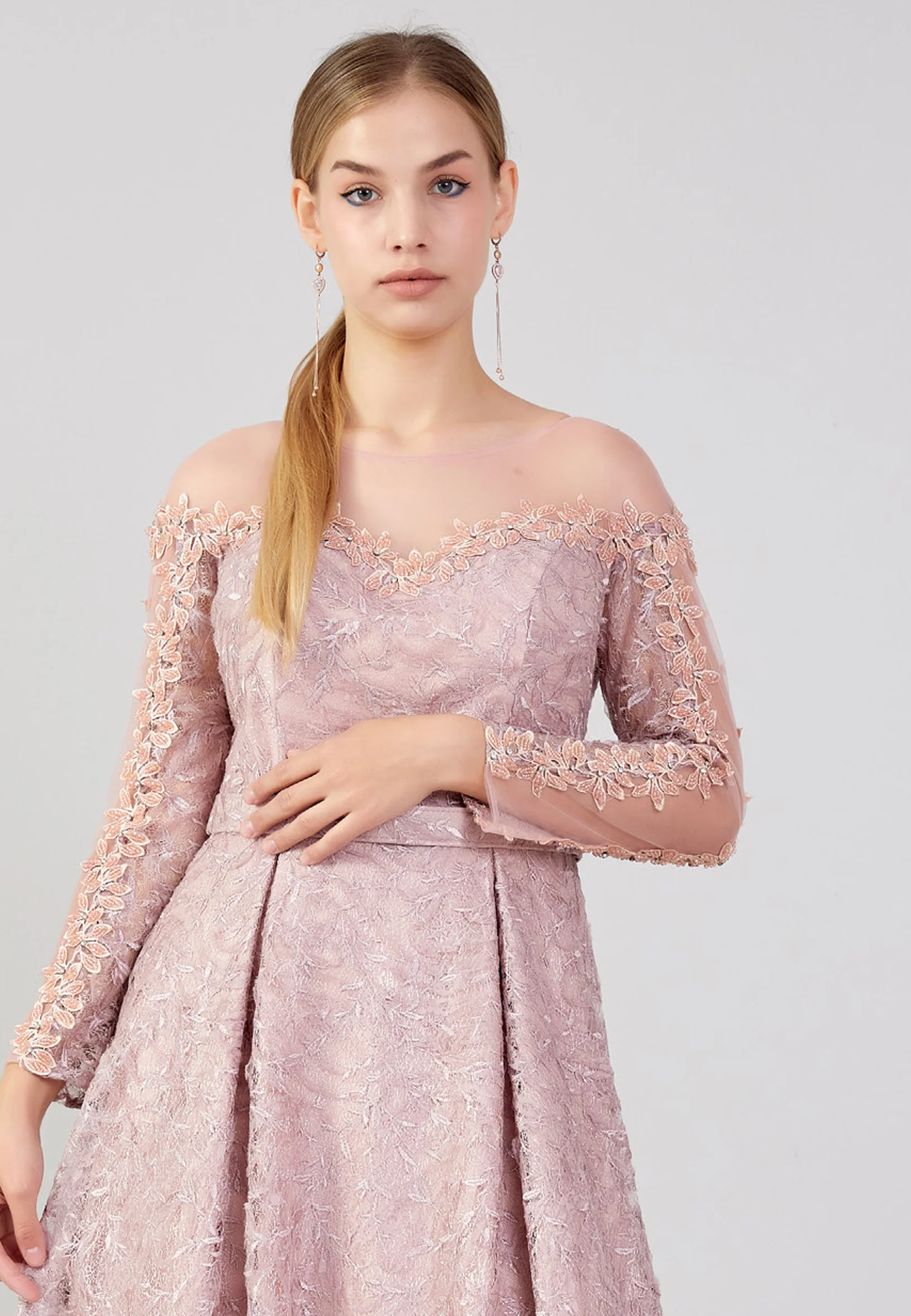 Long Sleeve Maxi Tulle Column Plus Size Prom Dress bql2421 - Image 20