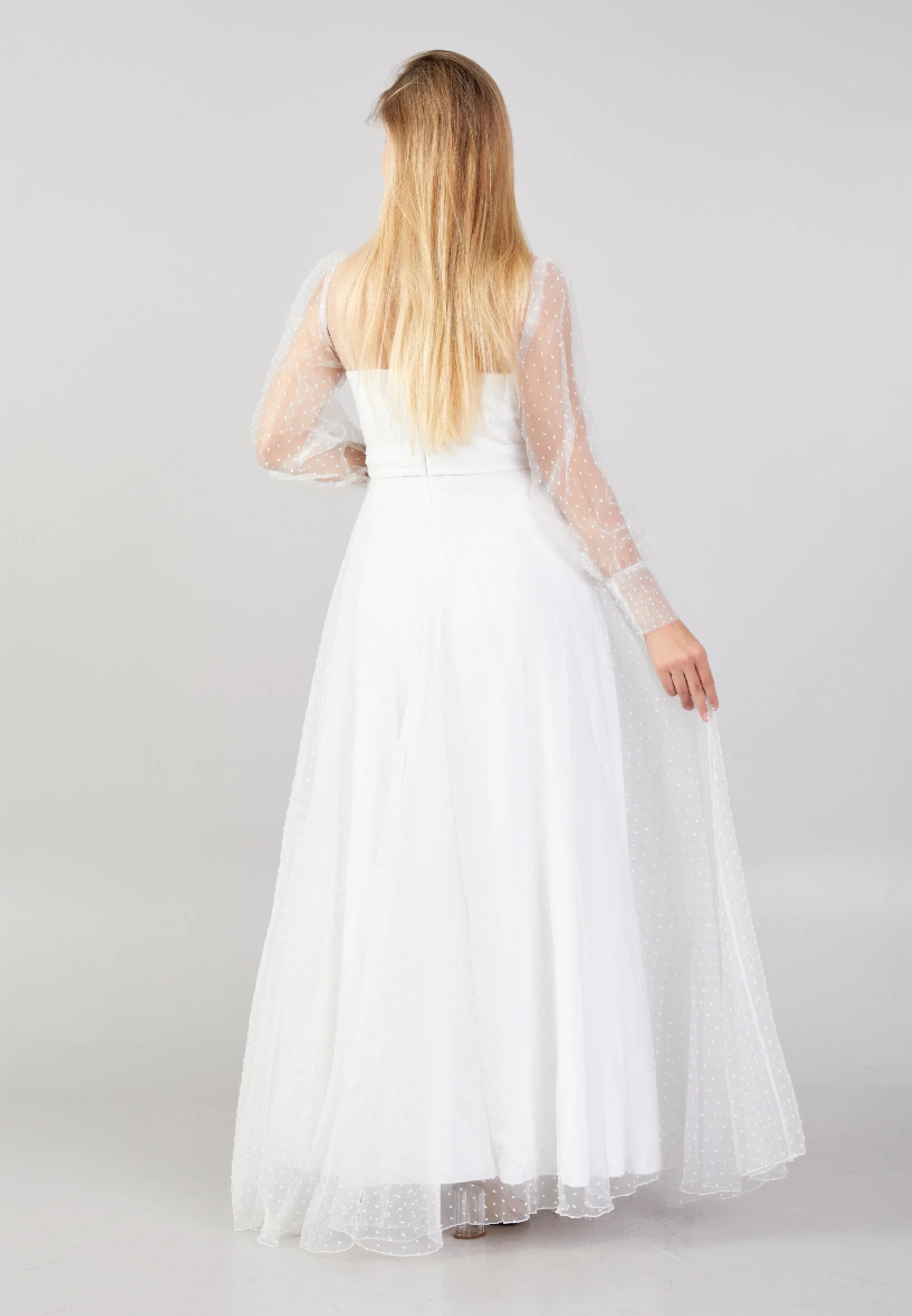 Long Sleeve Maxi Tulle Column Plus Size Wedding Guest Dress drd3054ab - Image 6
