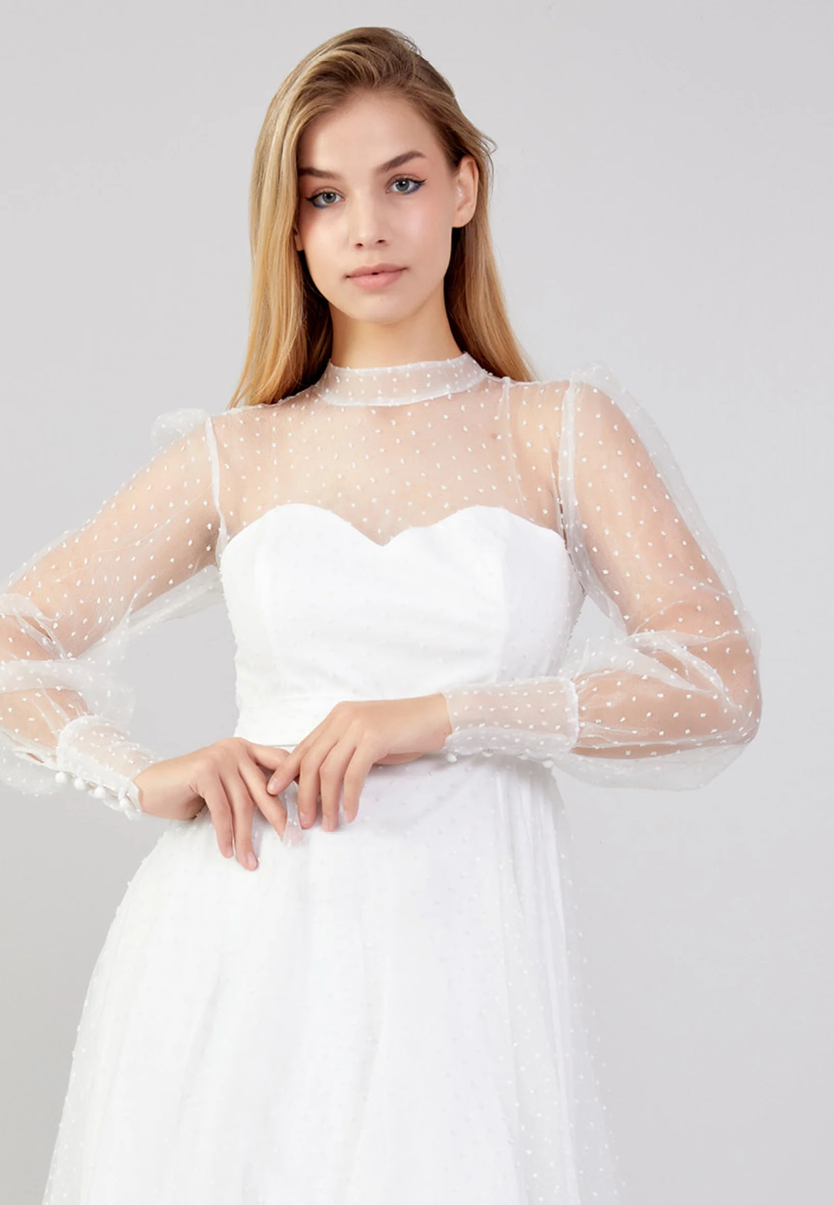 Long Sleeve Maxi Tulle Column Plus Size Wedding Guest Dress drd3054ab - Image 8