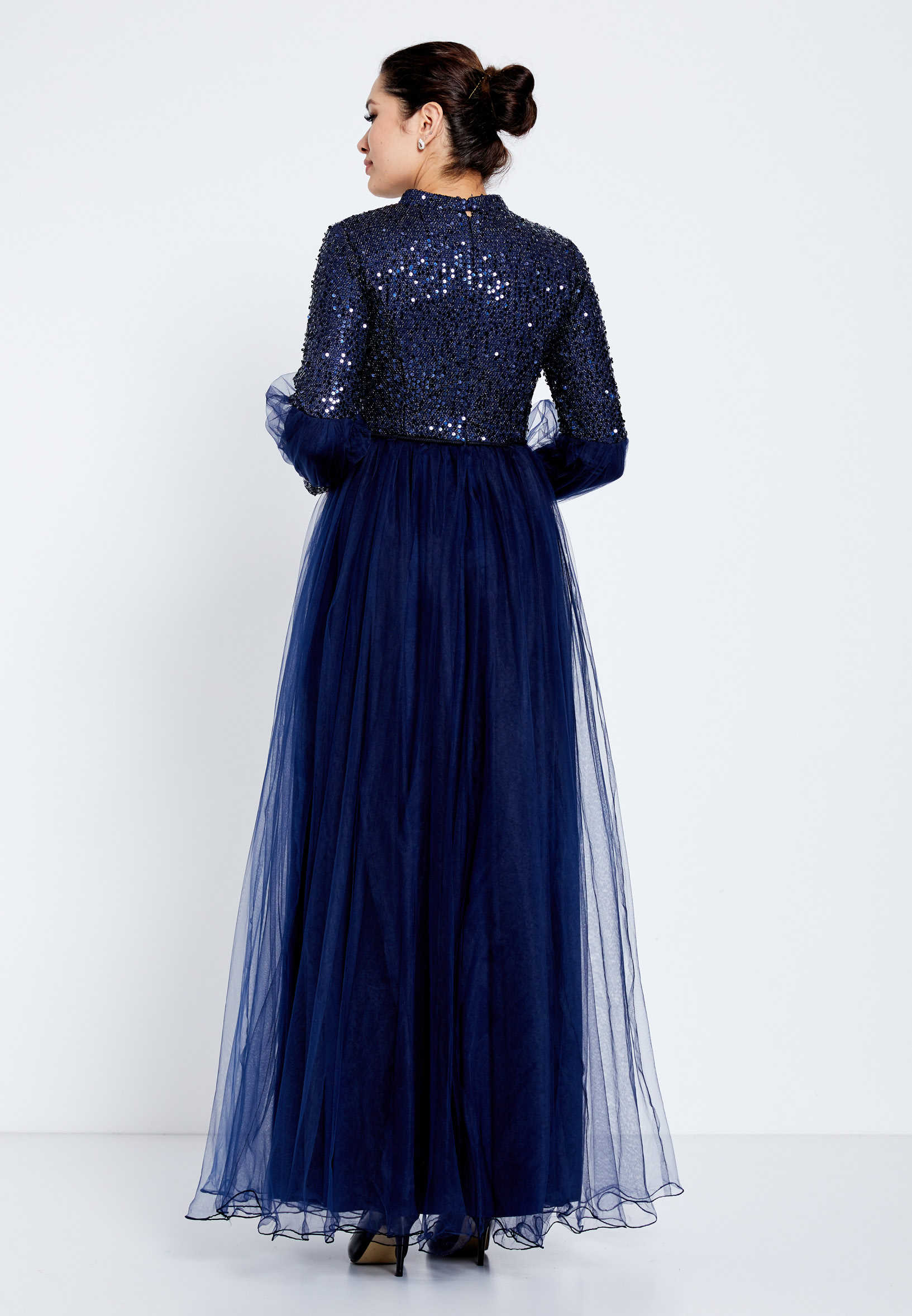 Long Sleeve Maxi Tulle Column Regular Evening Dress efl20247 - Image 18