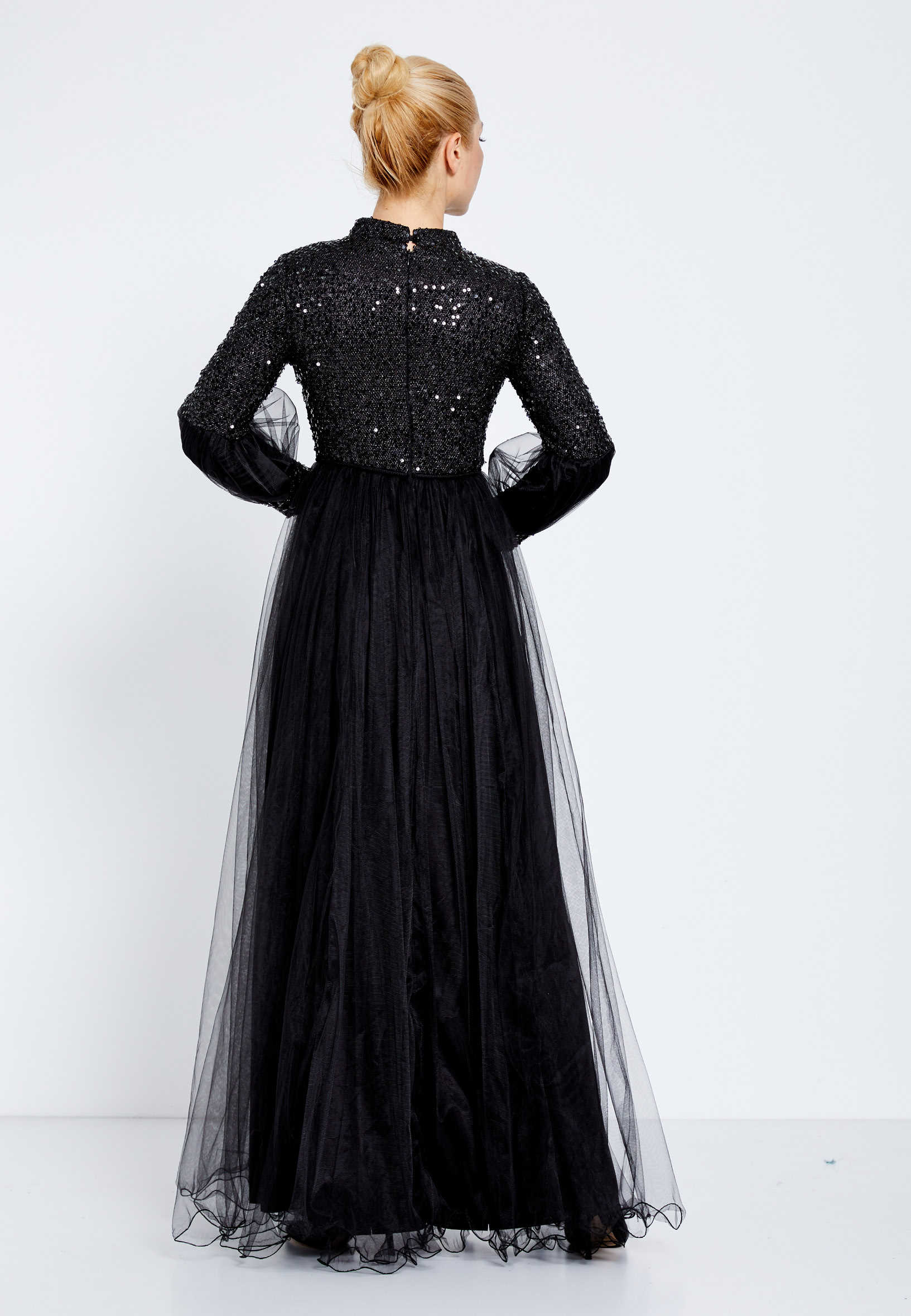 Long Sleeve Maxi Tulle Column Regular Evening Dress efl20247 - Image 2
