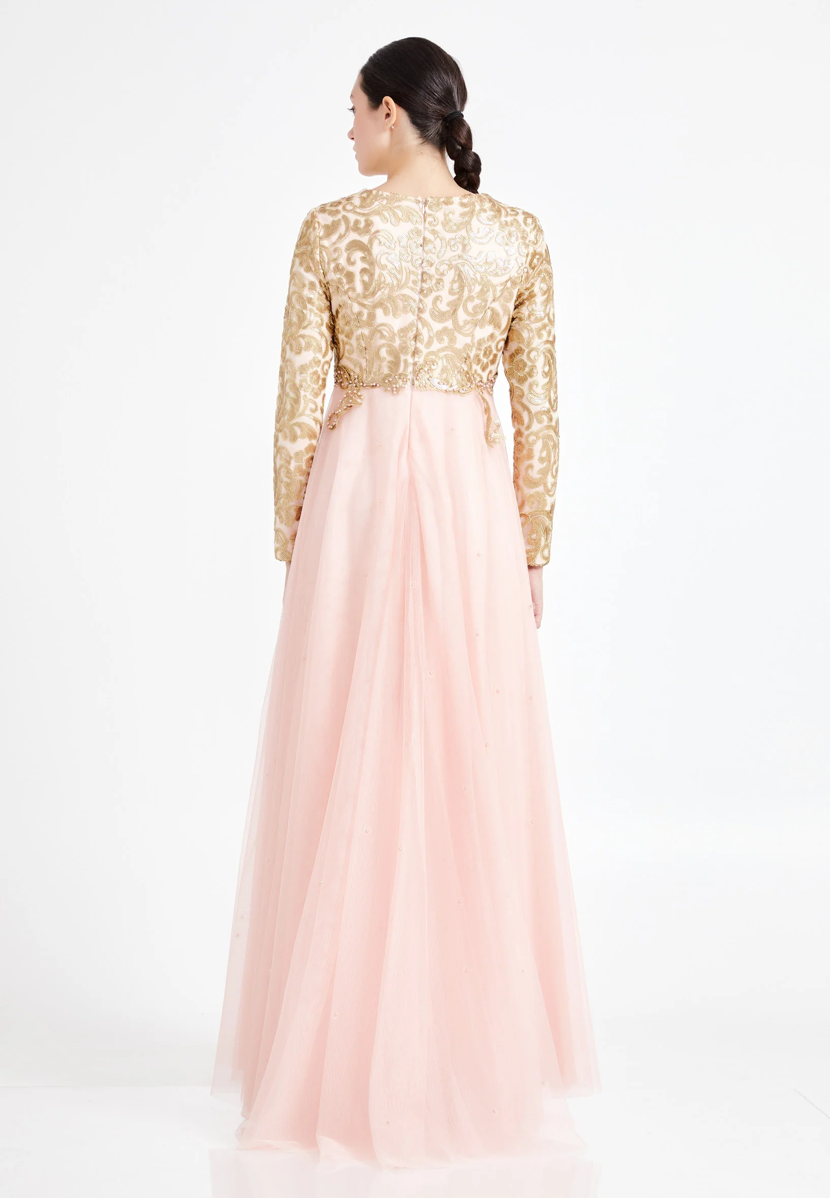 Long Sleeve Maxi Tulle Column Regular Evening Dress efl7106 - Image 6