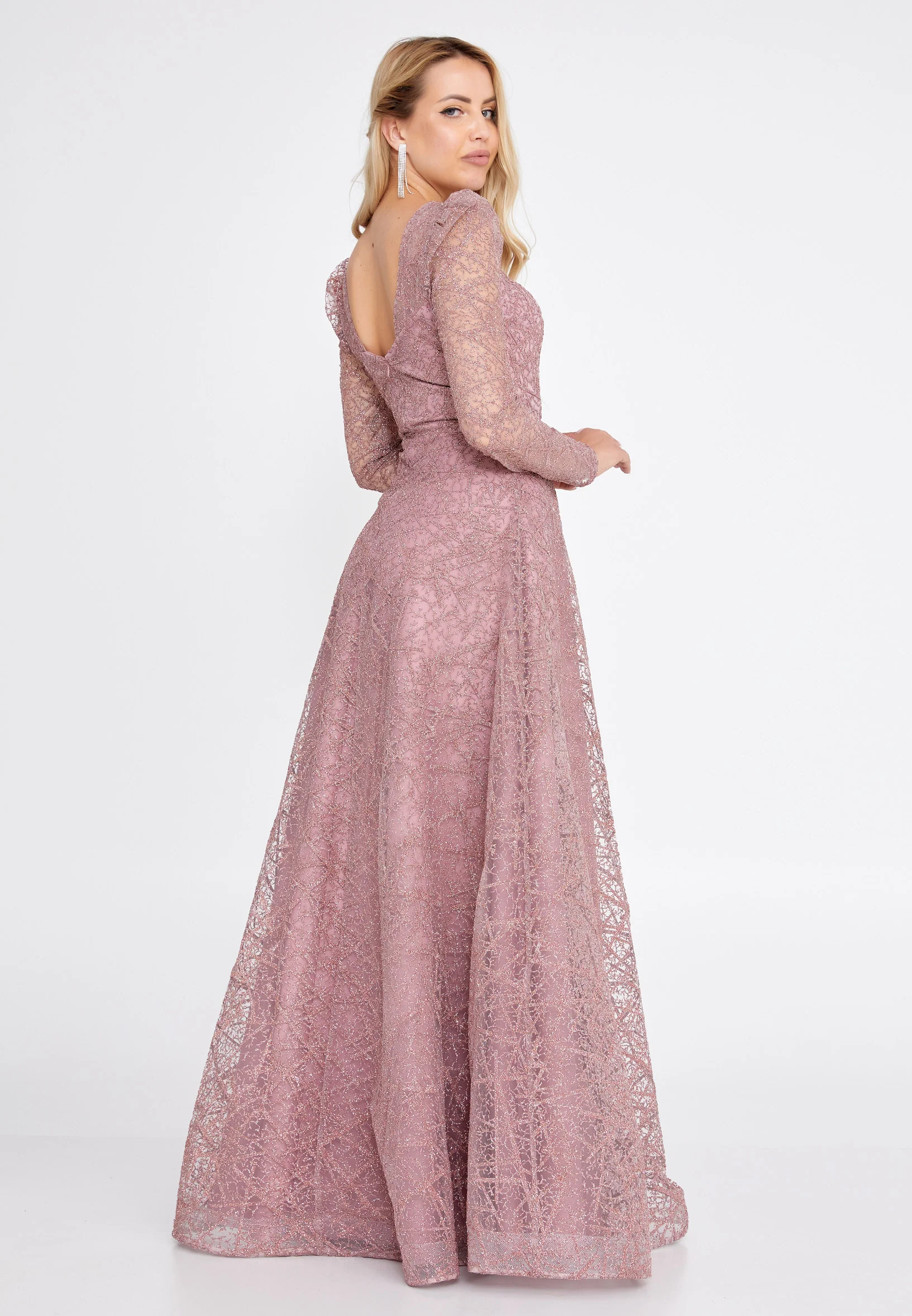 Long Sleeve Maxi Tulle Column Regular Prom Dress bql2424 - Image 10