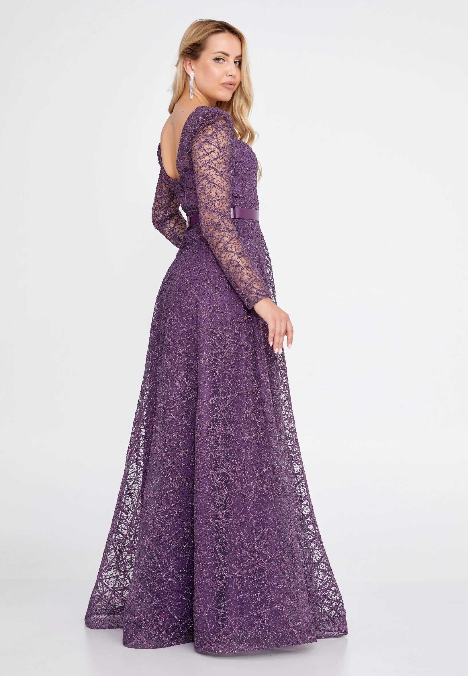 Long Sleeve Maxi Tulle Column Regular Prom Dress bql2424 - Image 15