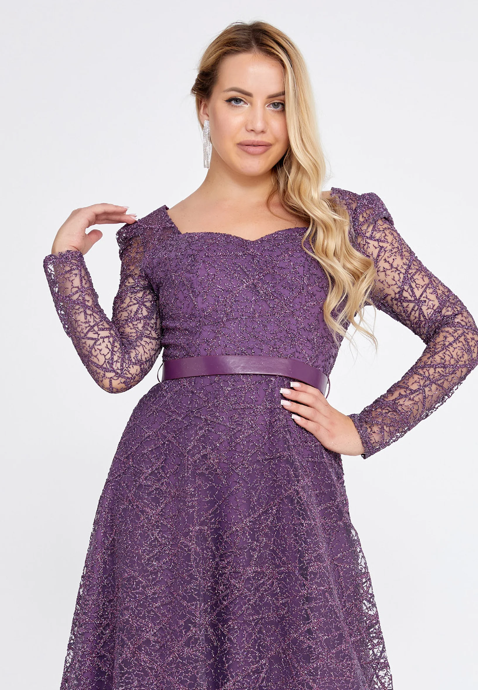 Long Sleeve Maxi Tulle Column Regular Prom Dress bql2424 - Image 16