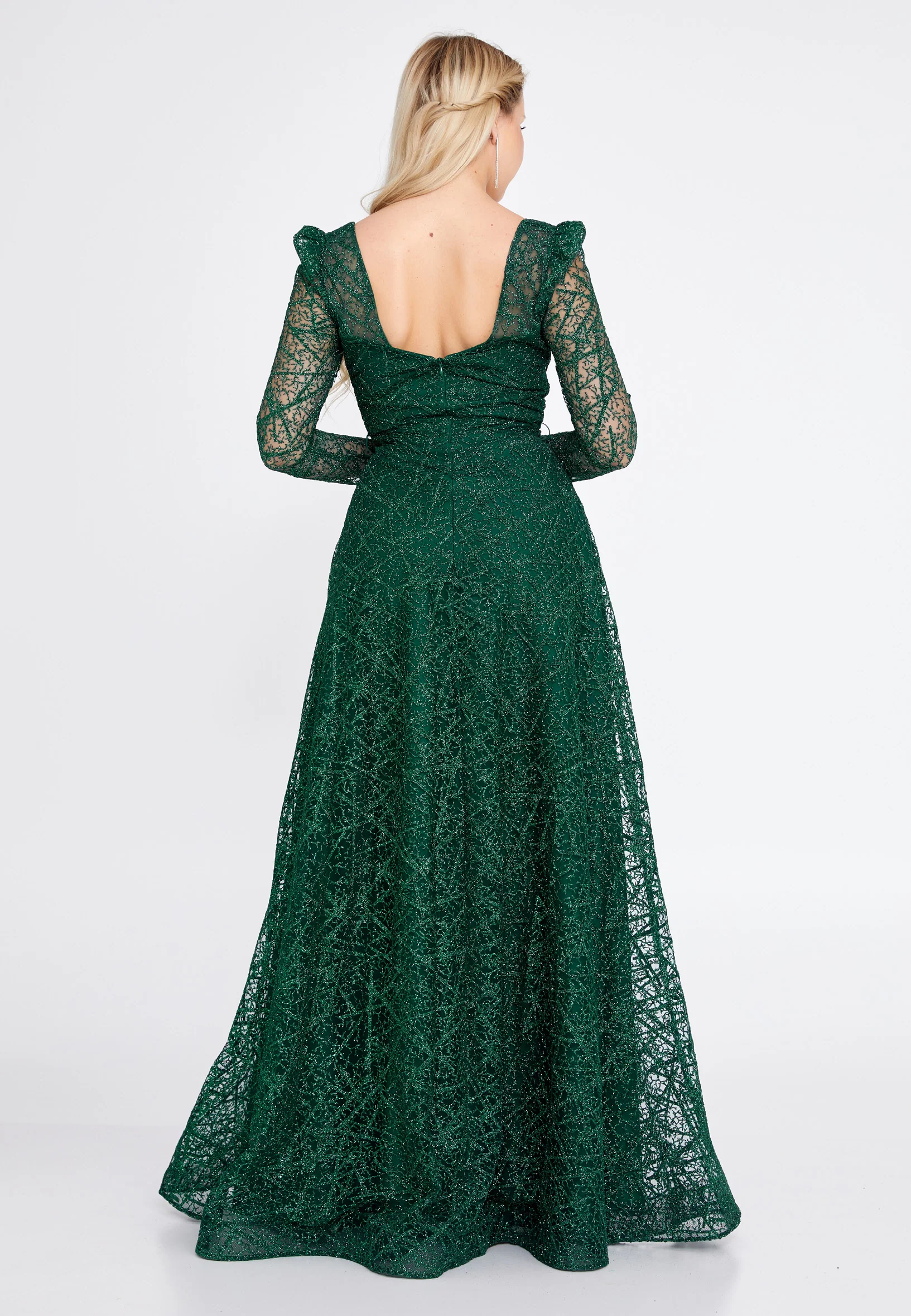 Long Sleeve Maxi Tulle Column Regular Prom Dress bql2424 - Image 6