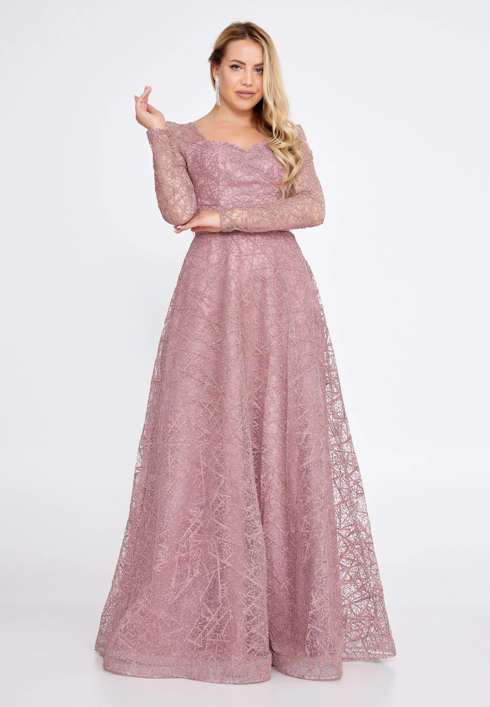 Long Sleeve Maxi Tulle Column Regular Prom Dress bql2424 - Image 9