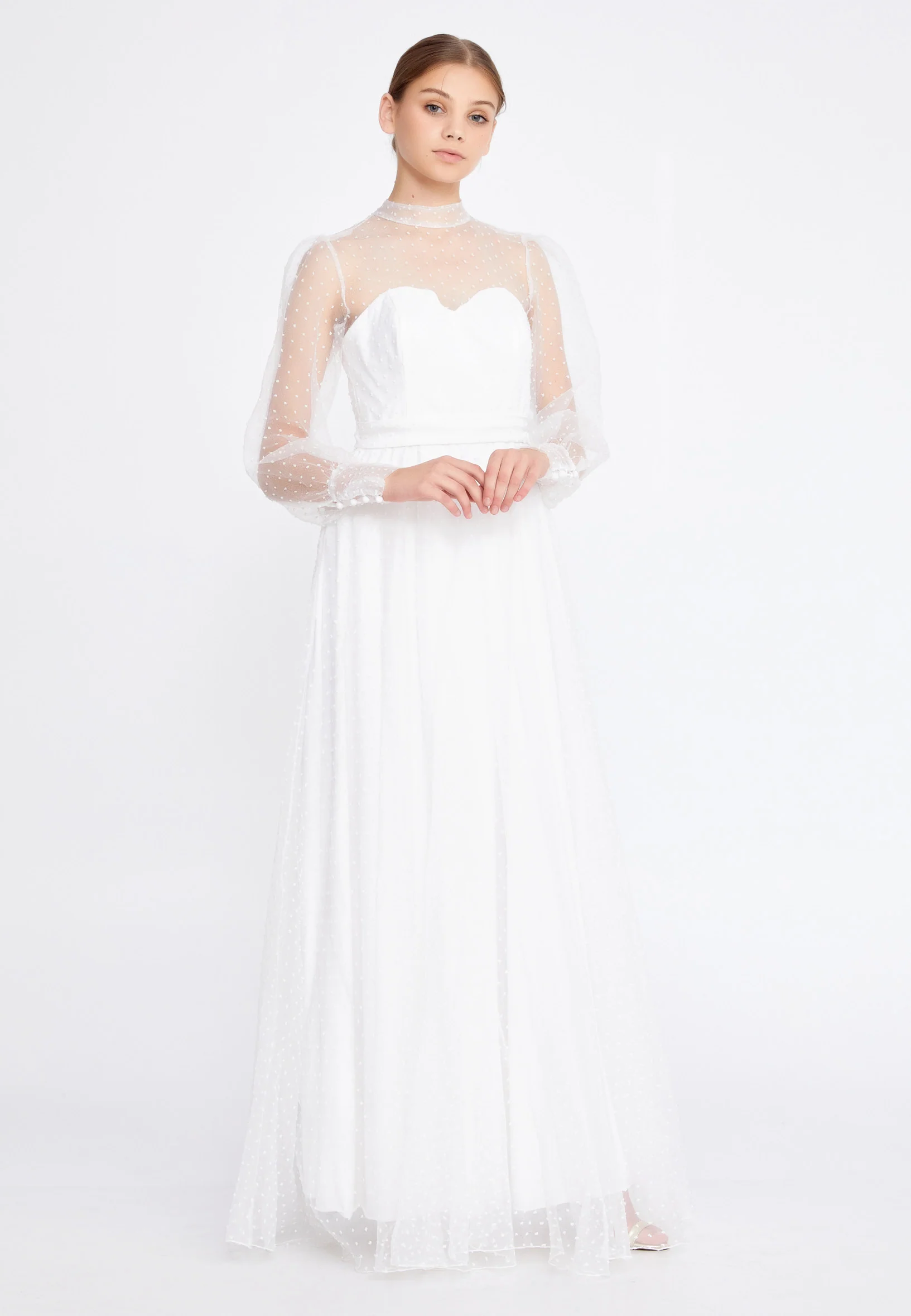 Long Sleeve Maxi Tulle Column Regular Prom Dress drd3054 - Image 5