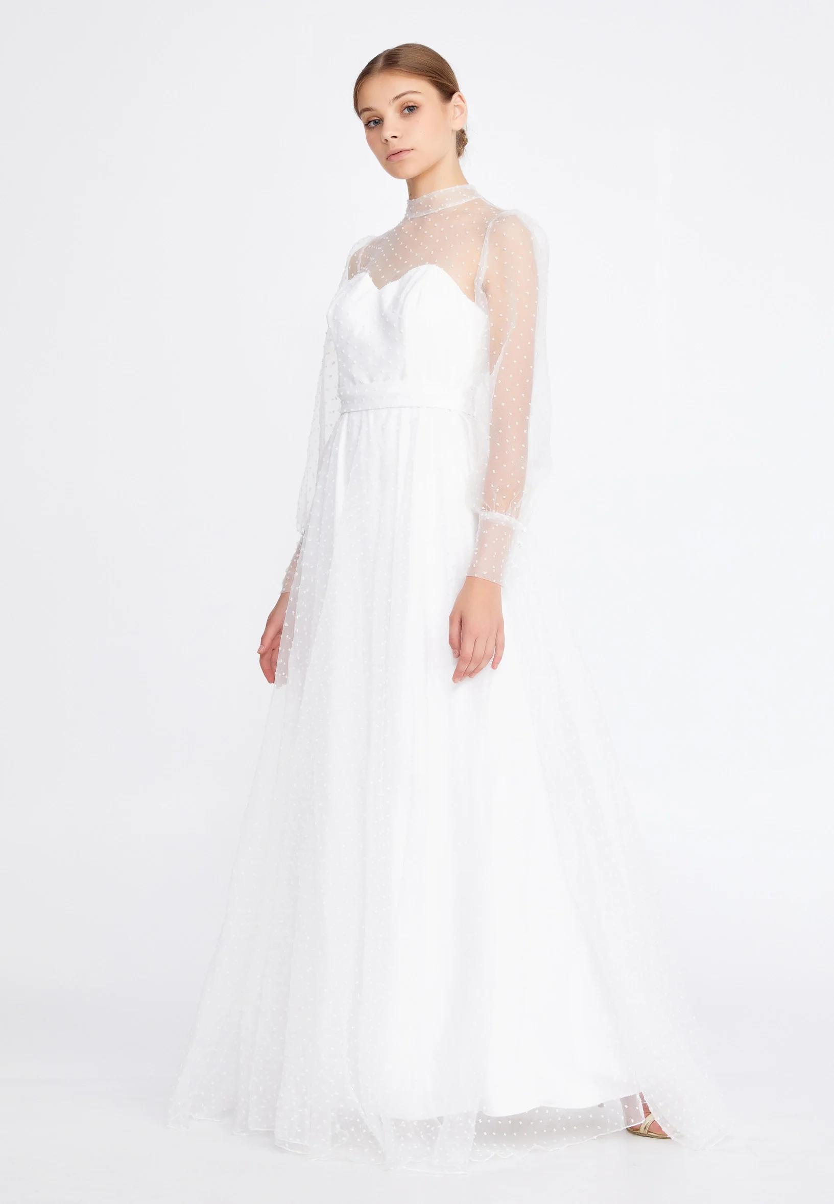Long Sleeve Maxi Tulle Column Regular Prom Dress drd3054 - Image 7