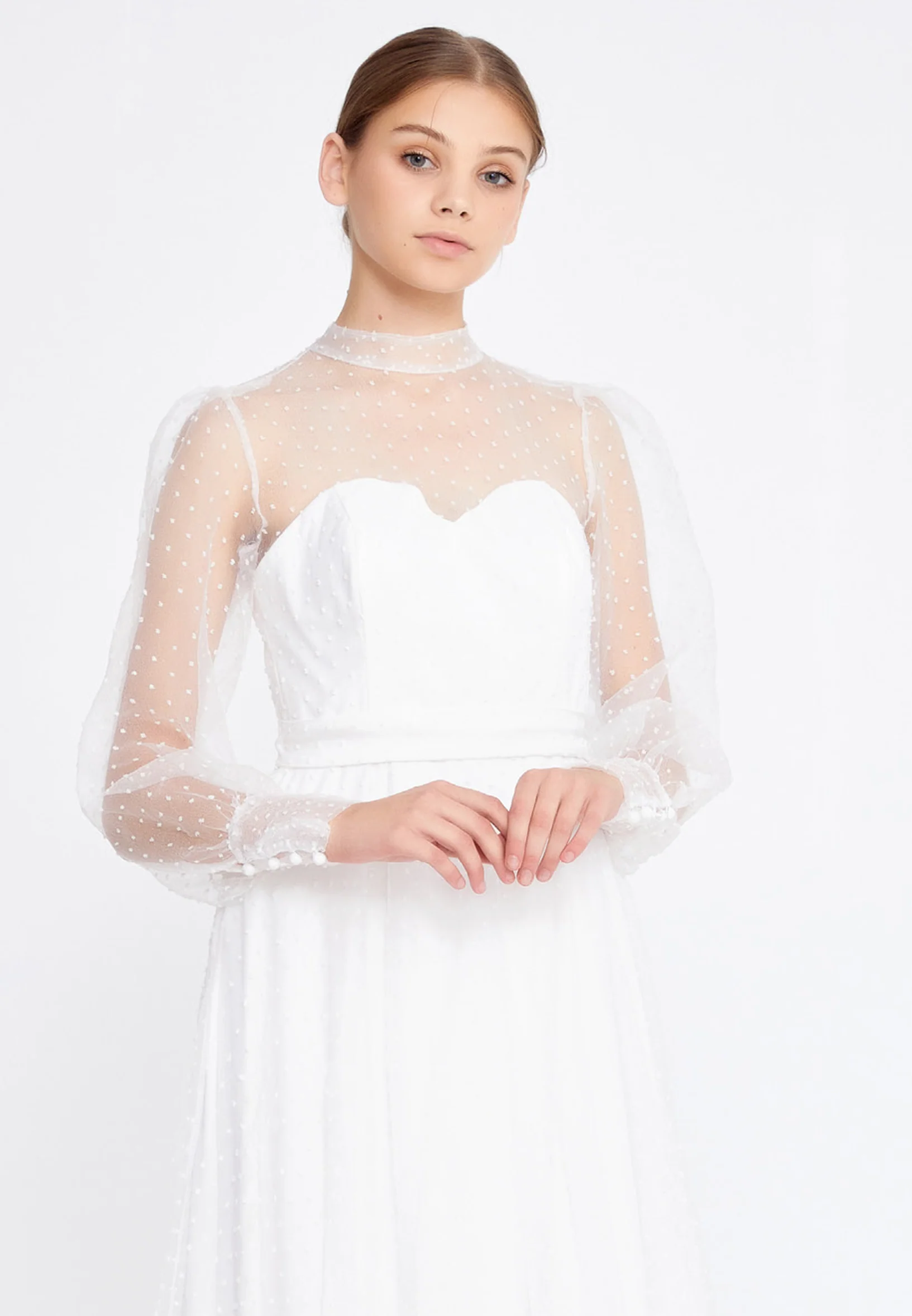 Long Sleeve Maxi Tulle Column Regular Prom Dress drd3054 - Image 8