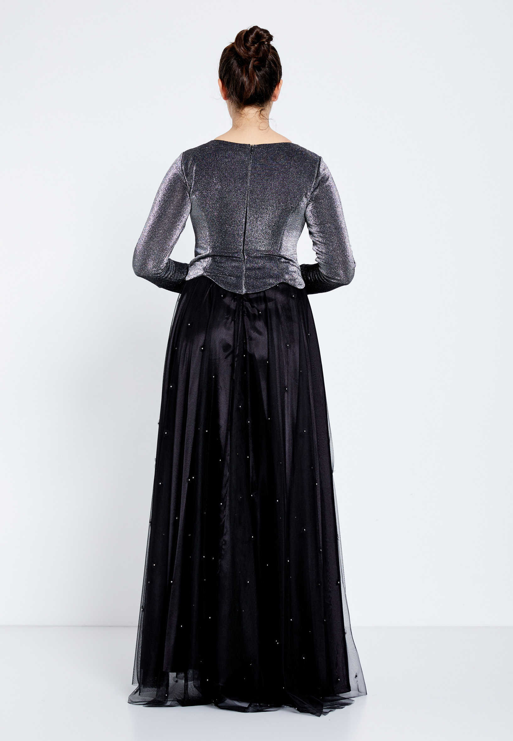 Long Sleeve Maxi Tulle Column Regular Prom Dress efl8172 - Image 6