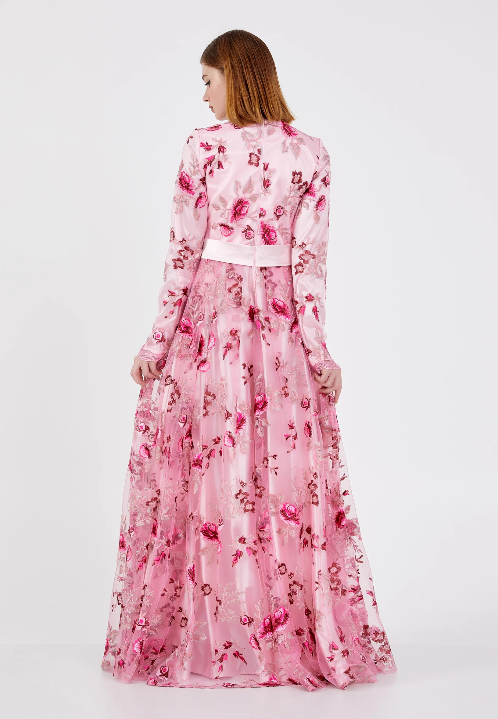 Long Sleeve Maxi Tulle Column Regular Prom Dress fcv8061 - Image 6