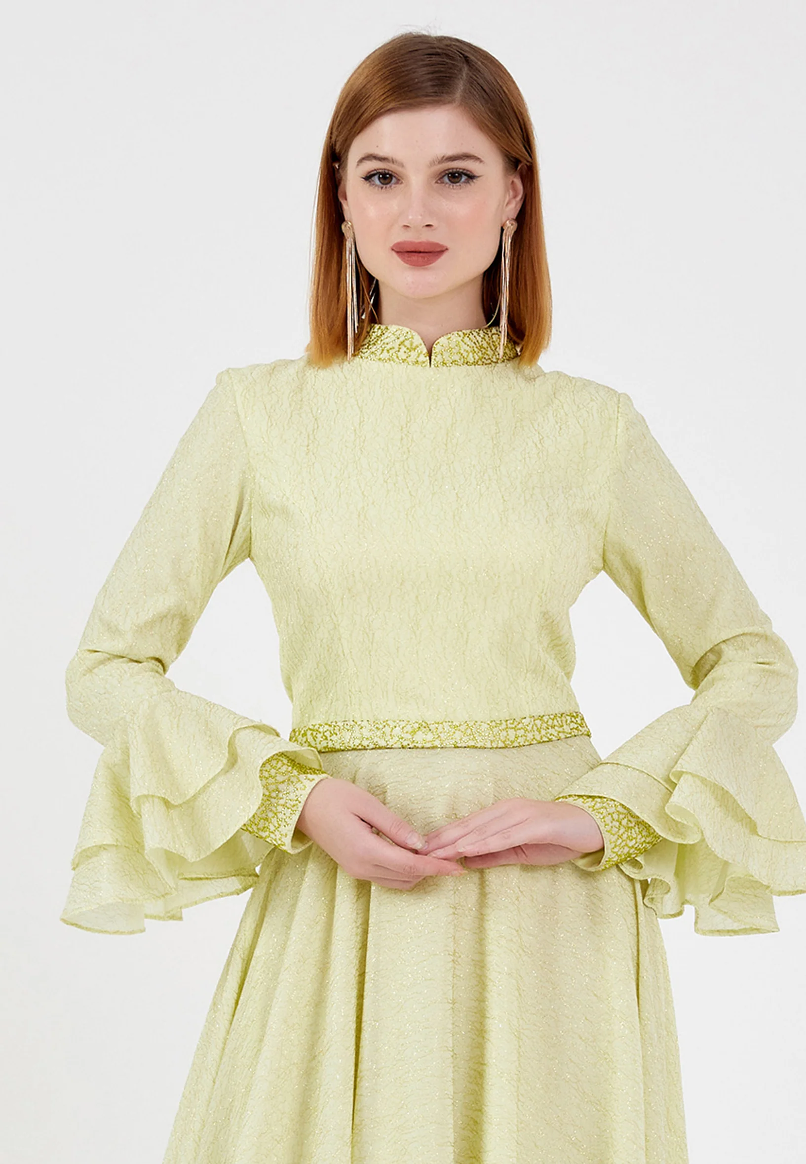 Long Sleeve Maxi Tulle Column Regular Prom Dress frc0361 - Image 4
