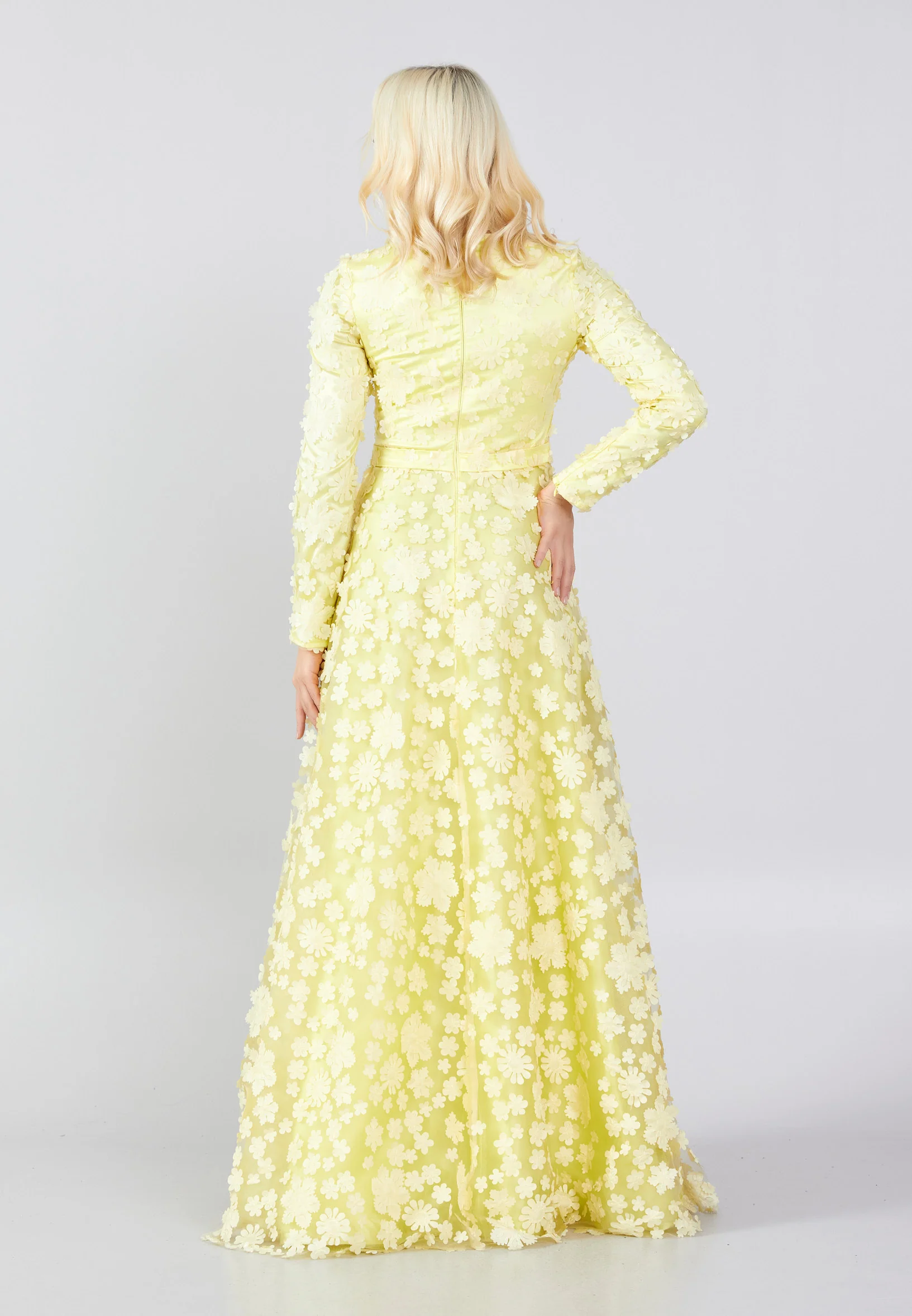 Long Sleeve Maxi Tulle Column Regular Prom Dress frc8074 - Image 10