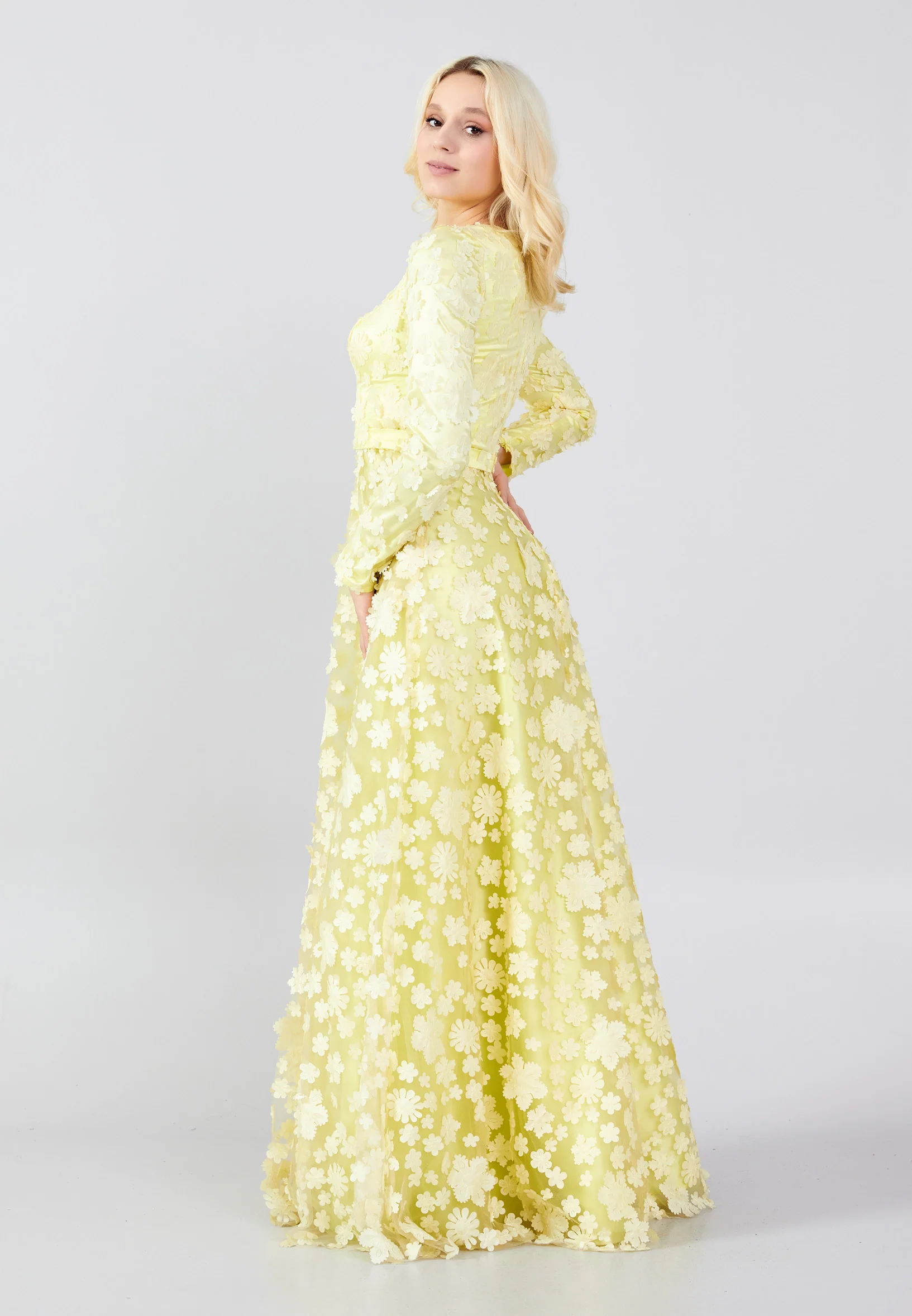 Long Sleeve Maxi Tulle Column Regular Prom Dress frc8074 - Image 11