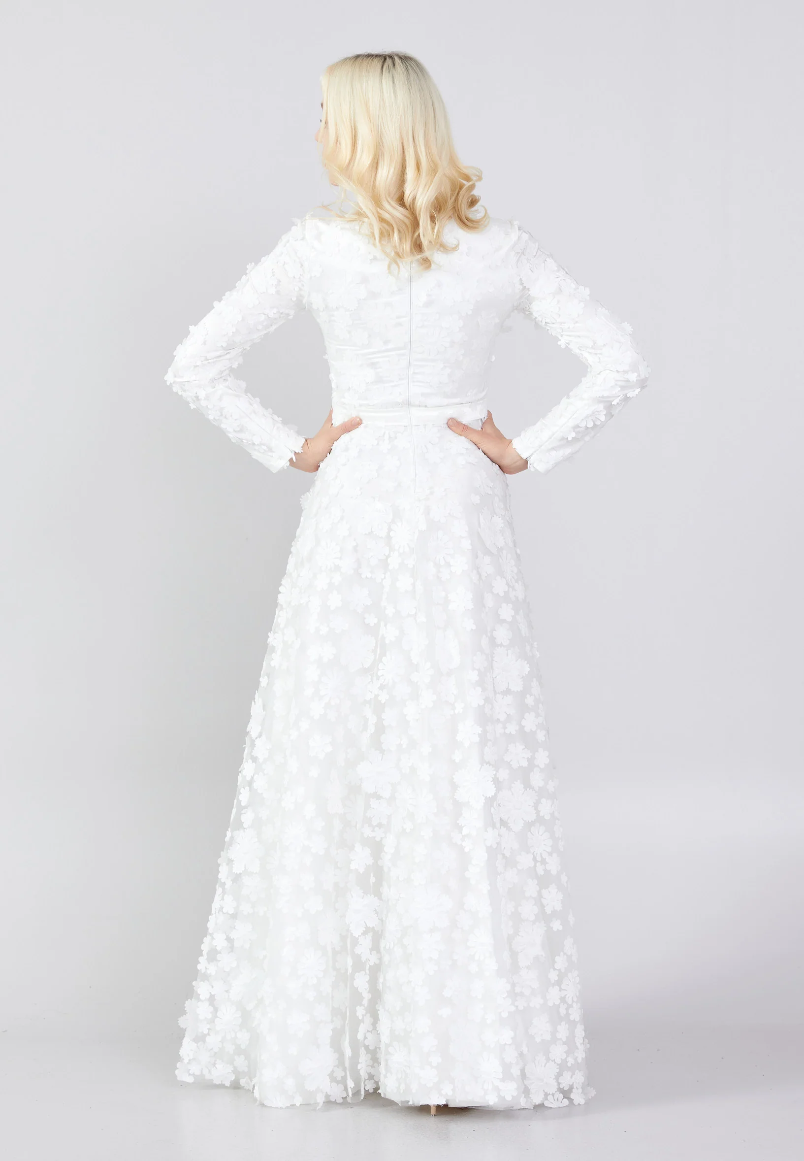 Long Sleeve Maxi Tulle Column Regular Prom Dress frc8074 - Image 6