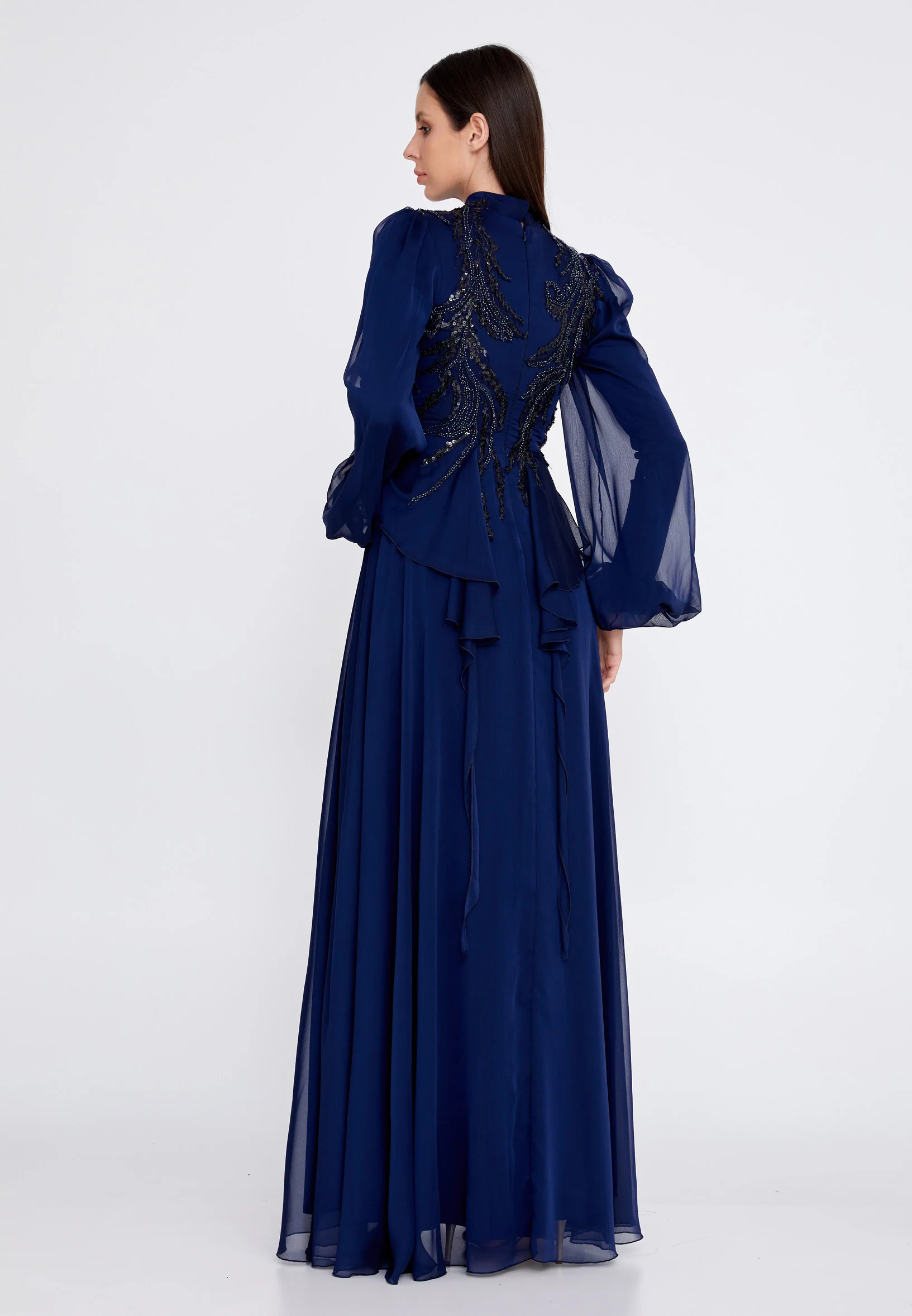Long Sleeve Maxi Tulle Column Regular Prom Dress gzk7016 - Image 10