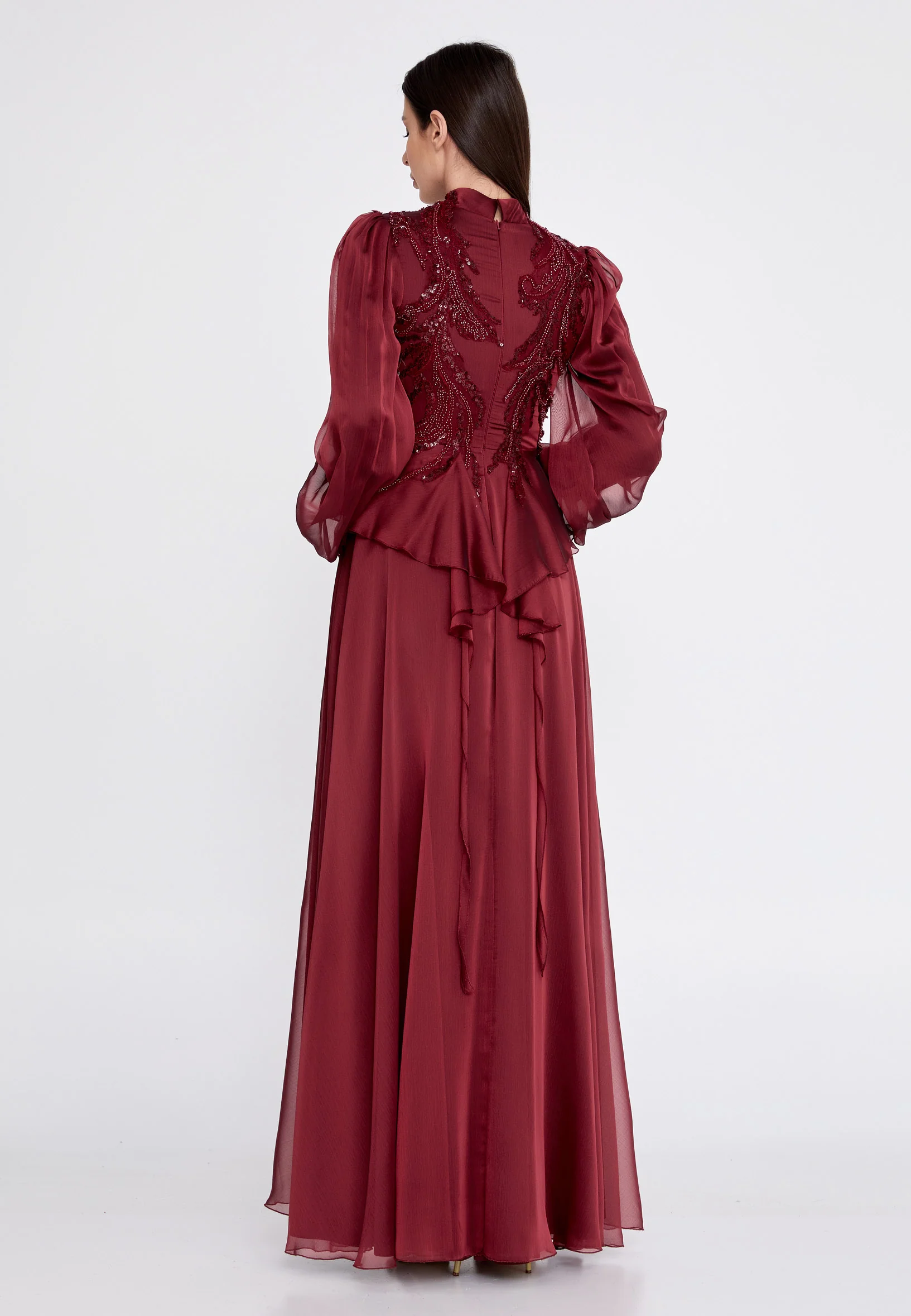 Long Sleeve Maxi Tulle Column Regular Prom Dress gzk7016 - Image 2