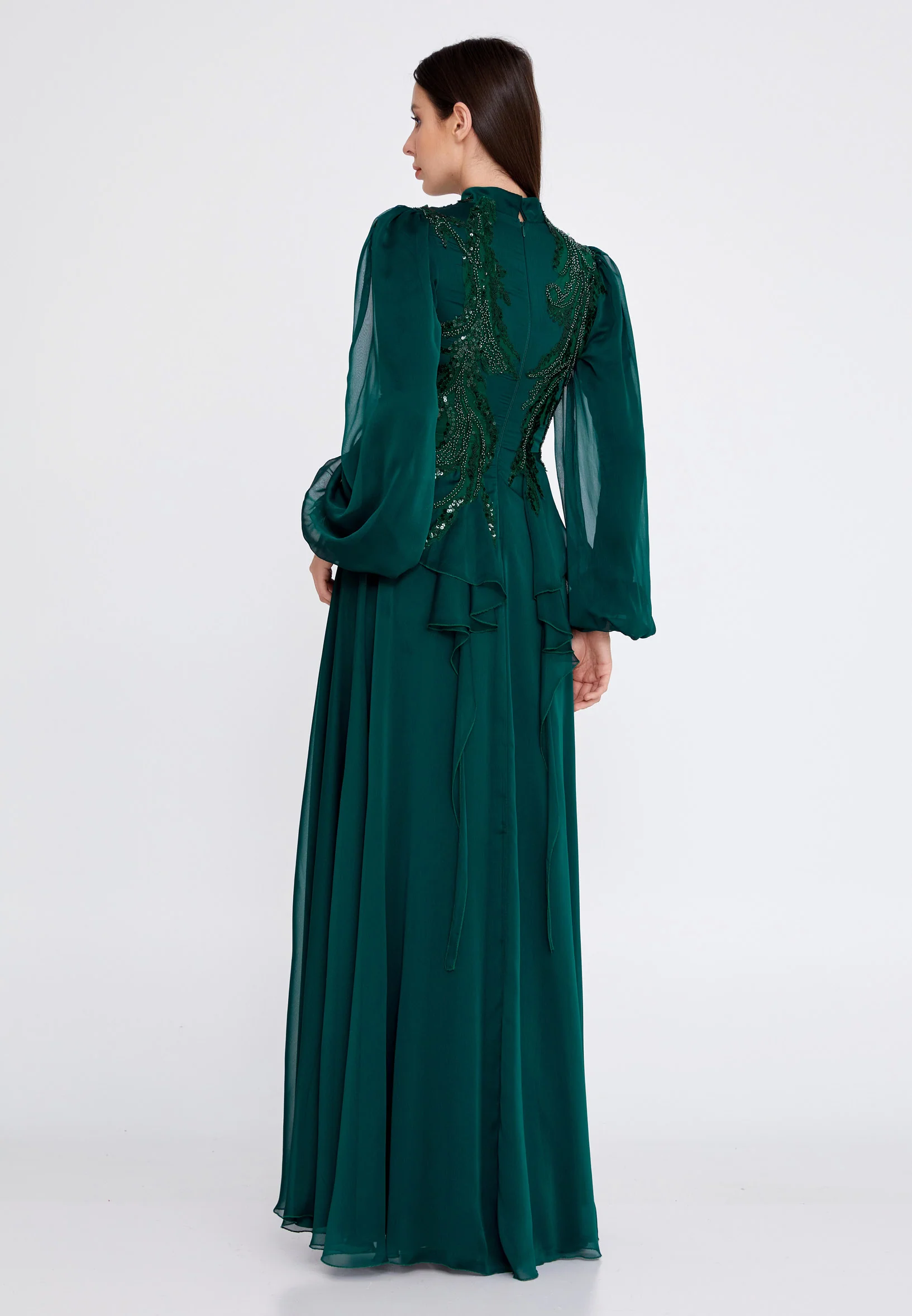 Long Sleeve Maxi Tulle Column Regular Prom Dress gzk7016 - Image 6
