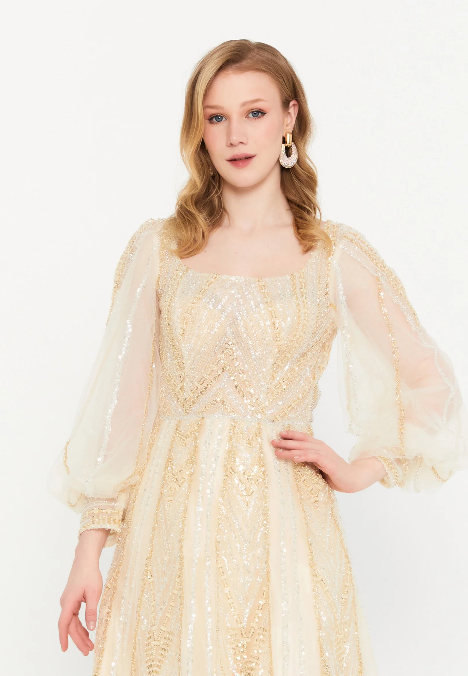 Long Sleeve Maxi Tulle Column Regular Wedding Guest Dress mtc1102 - Image 4