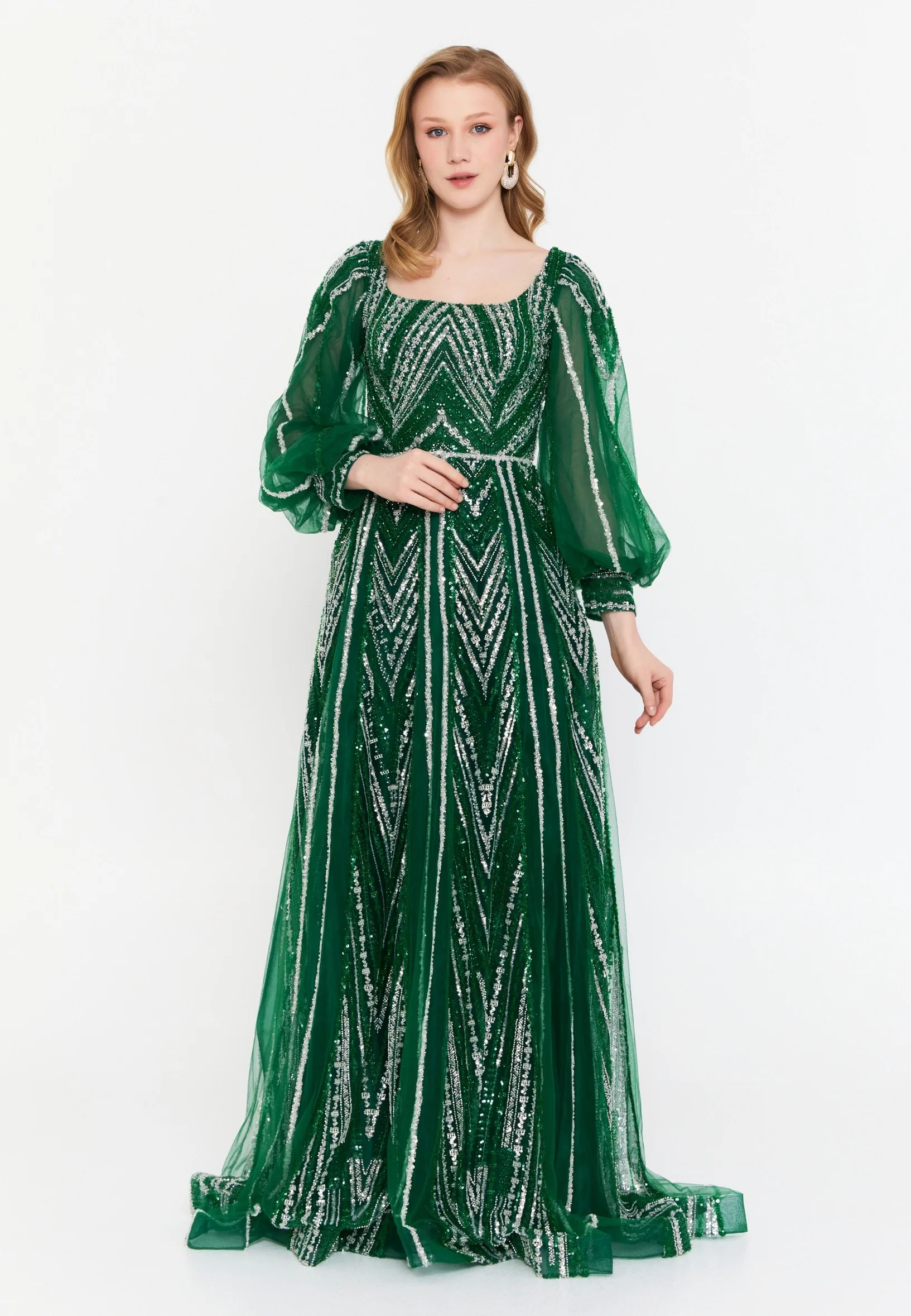 Long Sleeve Maxi Tulle Column Regular Wedding Guest Dress mtc1102 - Image 5