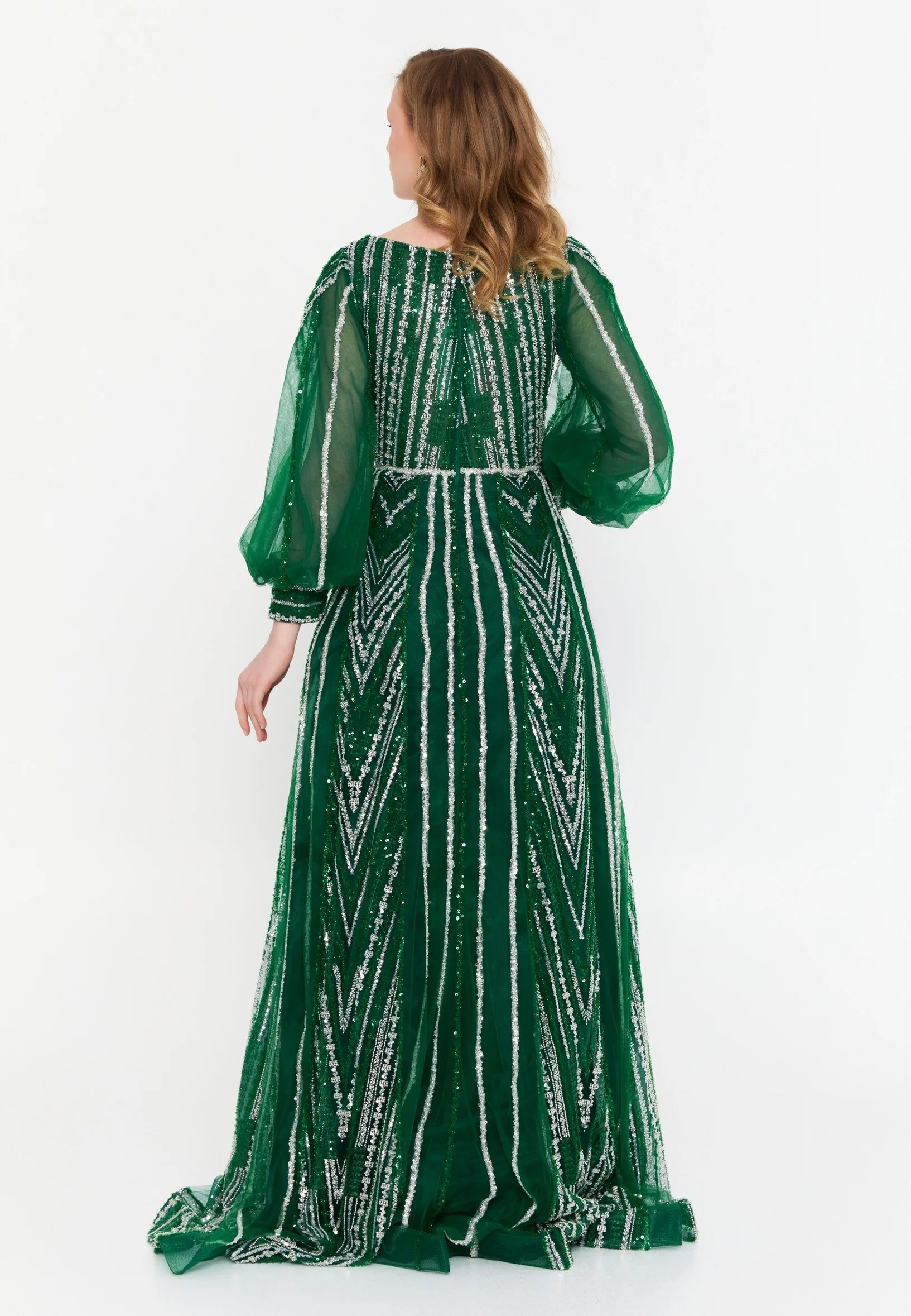 Long Sleeve Maxi Tulle Column Regular Wedding Guest Dress mtc1102 - Image 6