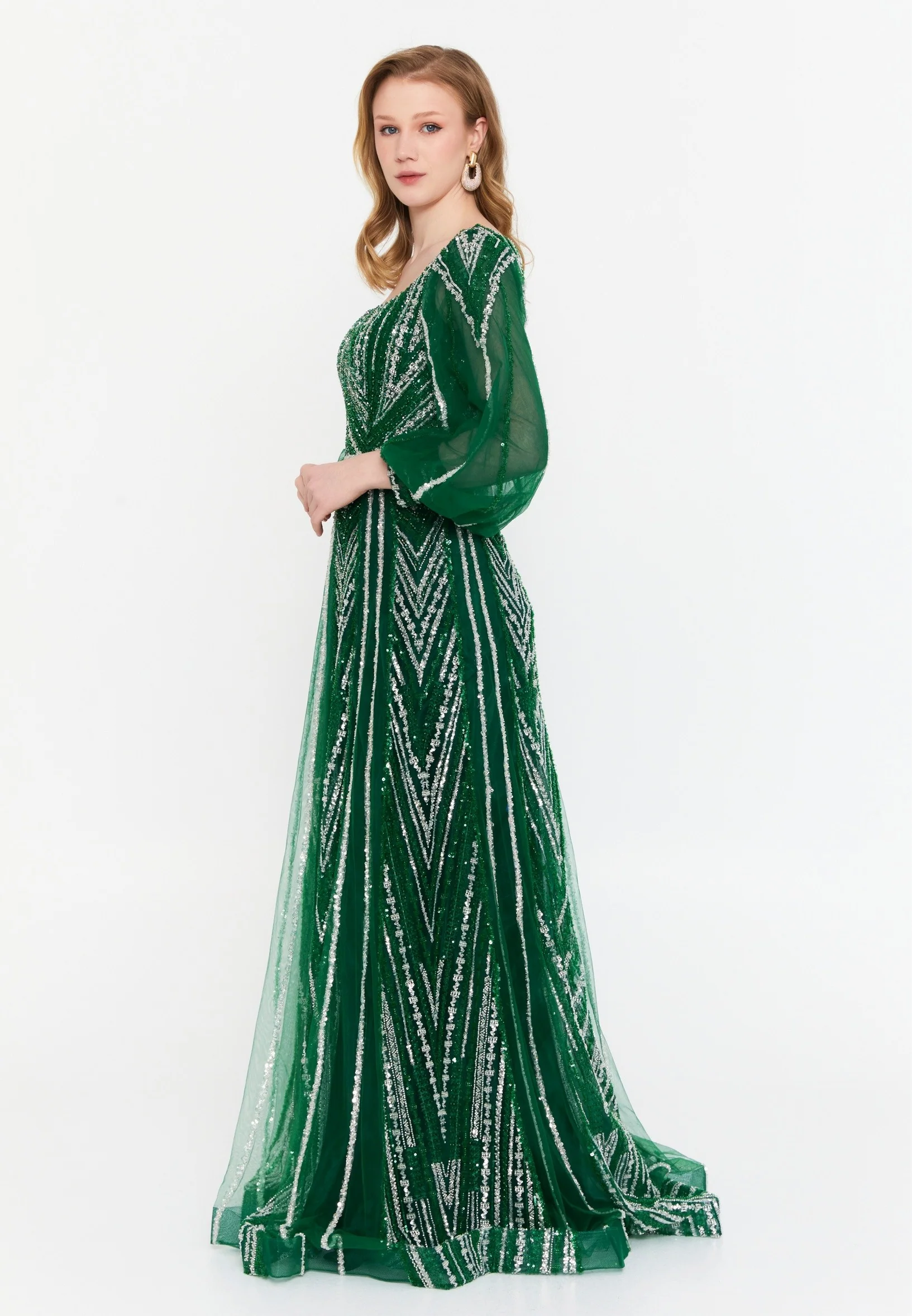 Long Sleeve Maxi Tulle Column Regular Wedding Guest Dress mtc1102 - Image 7