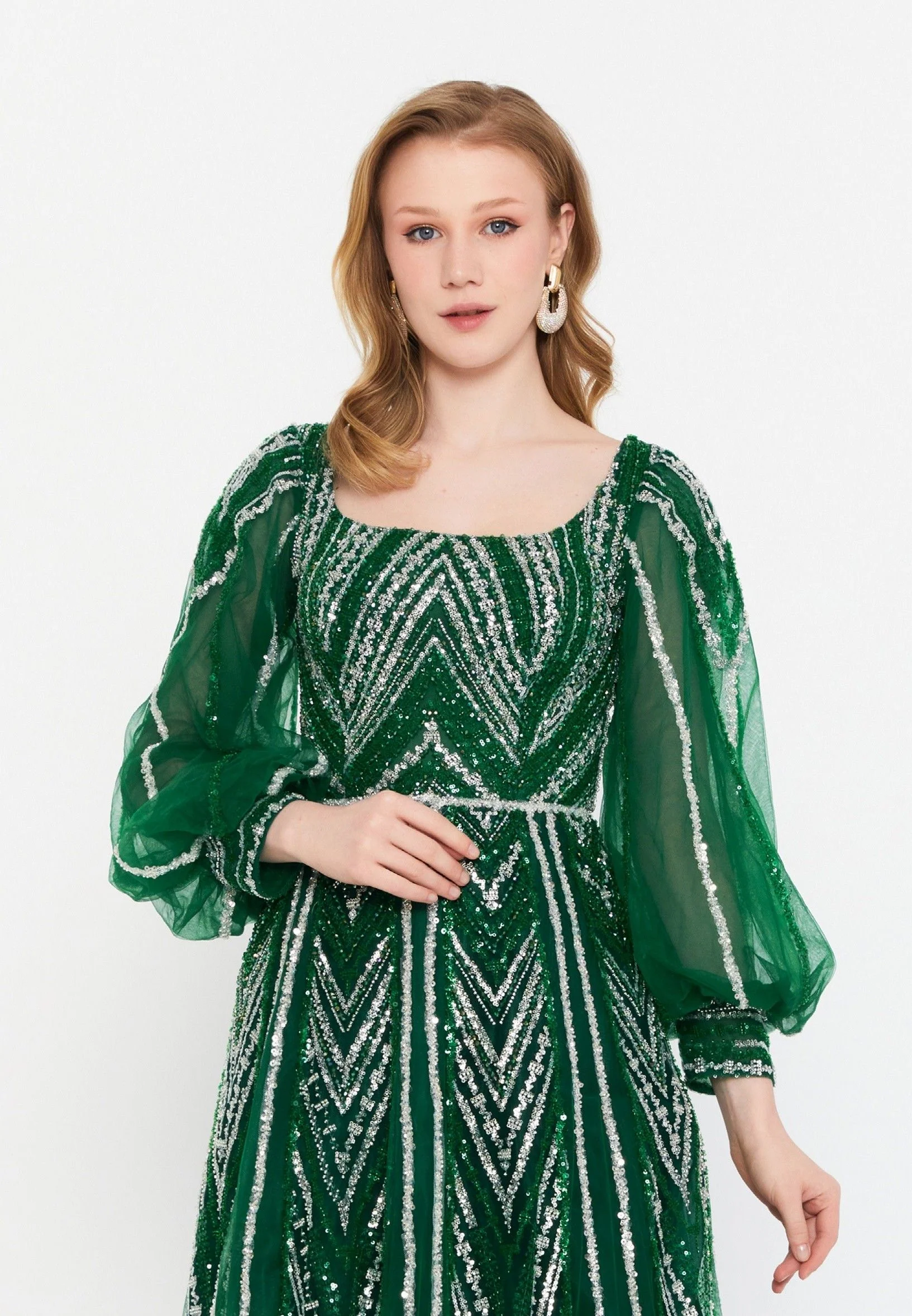 Long Sleeve Maxi Tulle Column Regular Wedding Guest Dress mtc1102 - Image 8