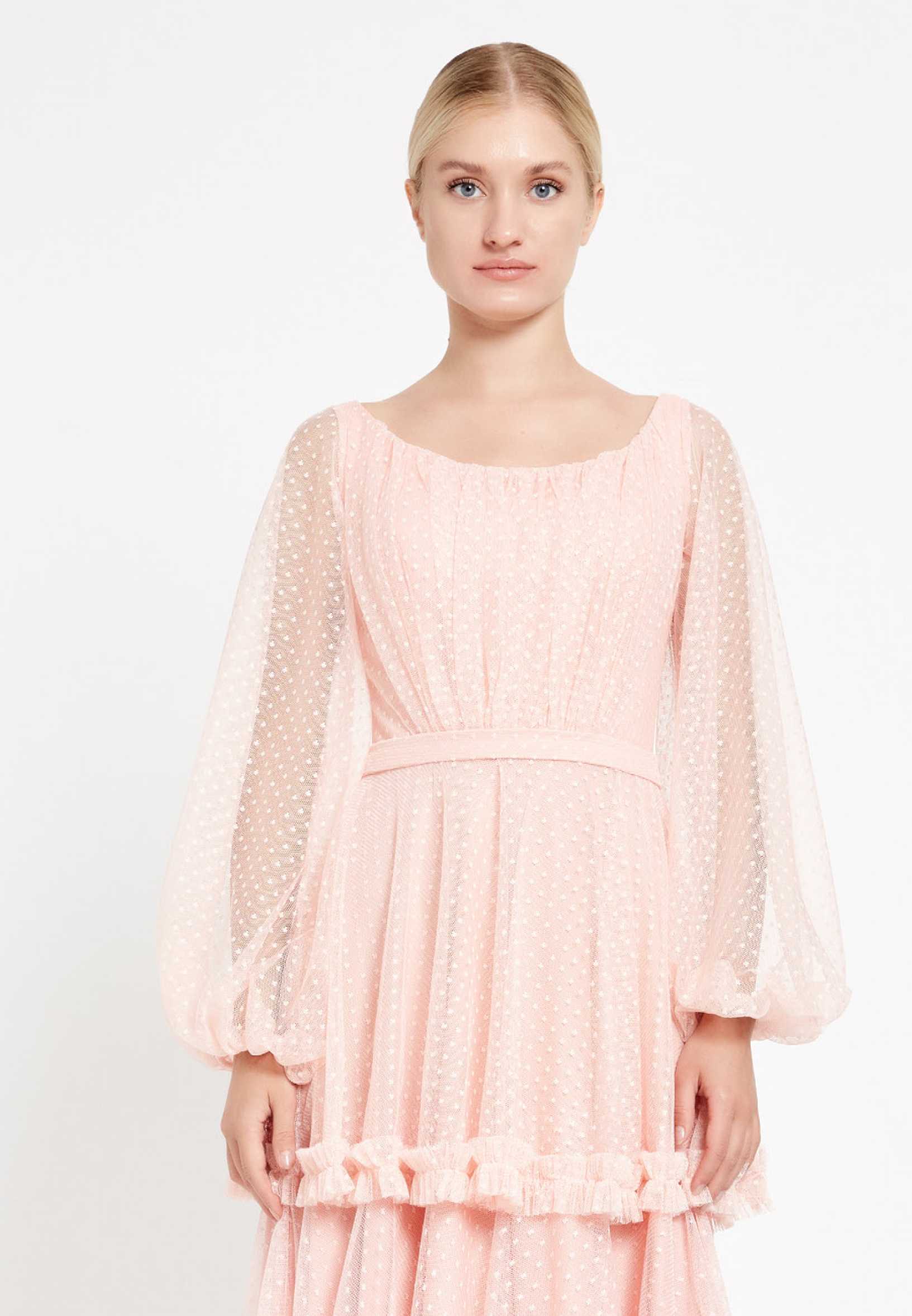 Long Sleeve Maxi Tulle Column Regular Wedding Guest Dress ron5020 - Image 8